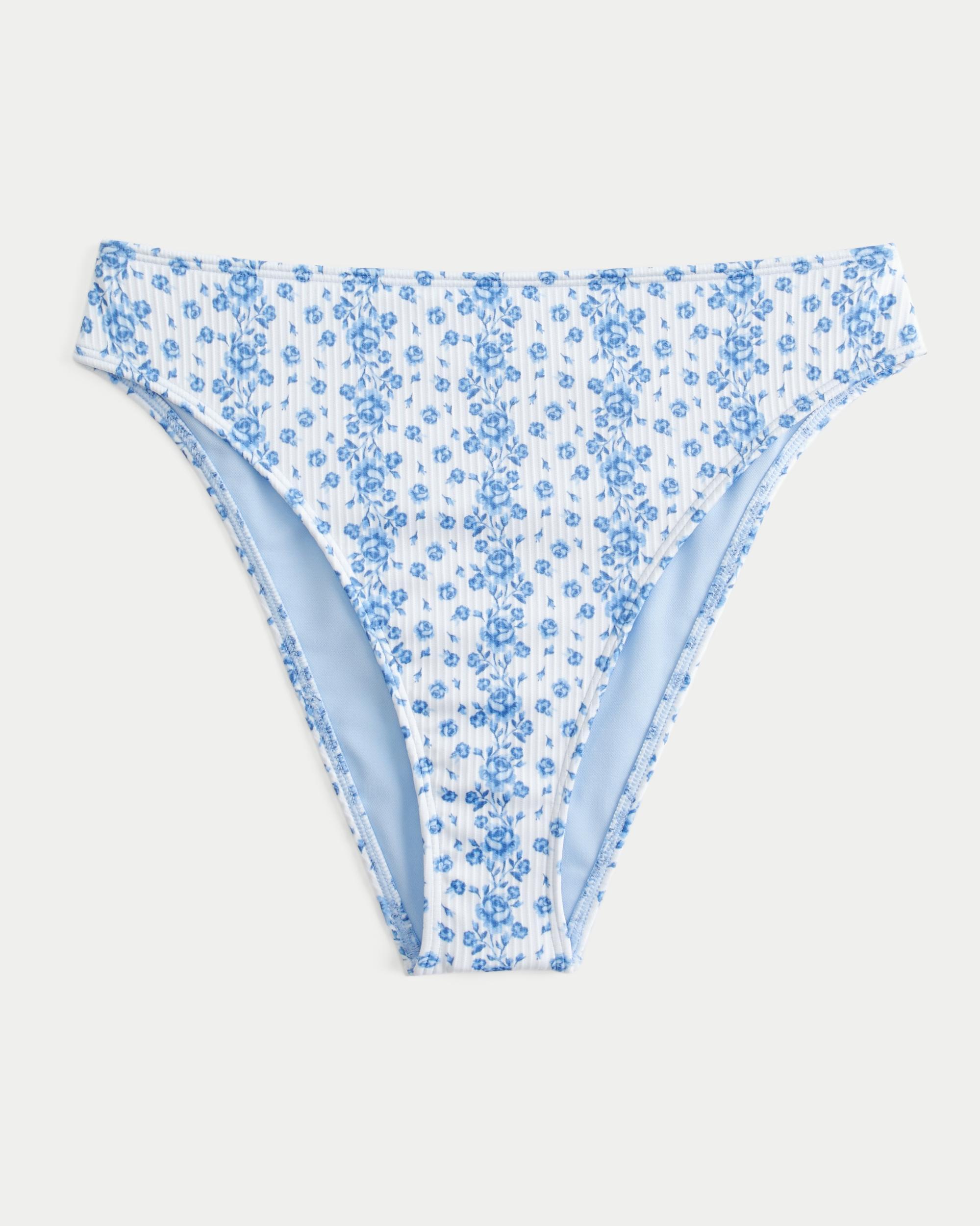Curvy High-Leg High-Waist Ribbed Cheeky Bikini Bottom Product Image