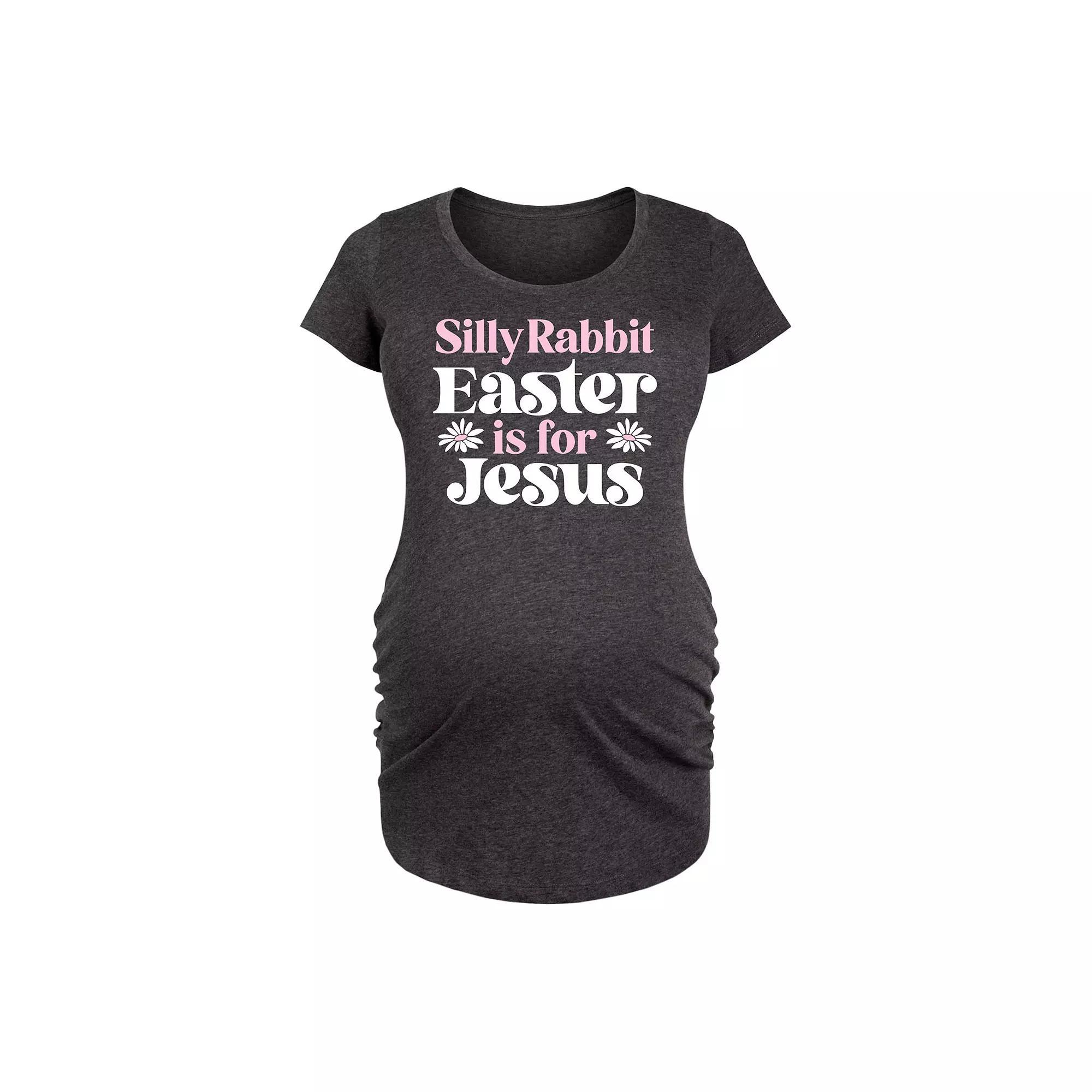 Maternity Silly Rabbit Easter Is For Jesus Graphic Tee, Womens Heather Grey Product Image
