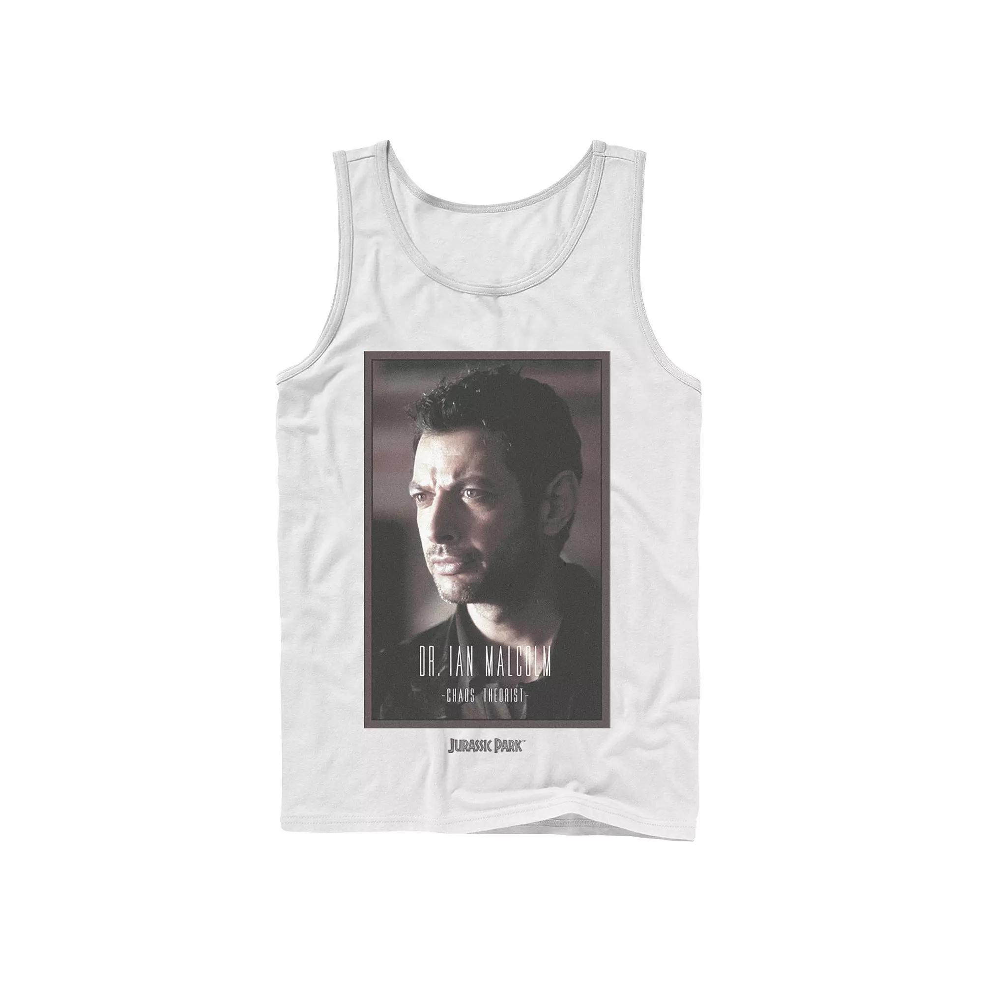 Men's Jurassic Park Dr. Ian Malcolm Chaos Theorist Graphic Tank Top, Size: Large, White Product Image