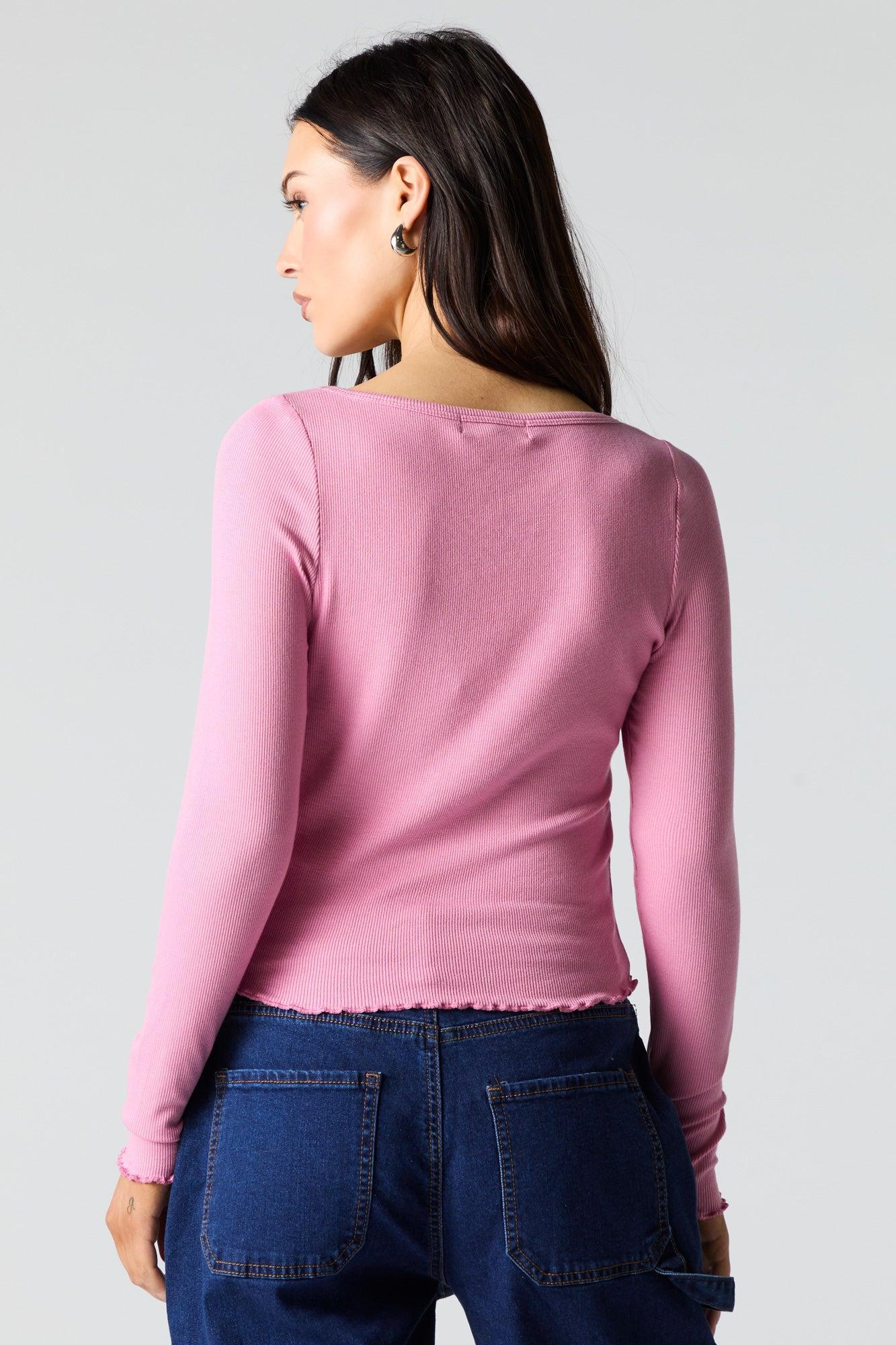Ribbed Cinched Long Sleeve Top Female Product Image