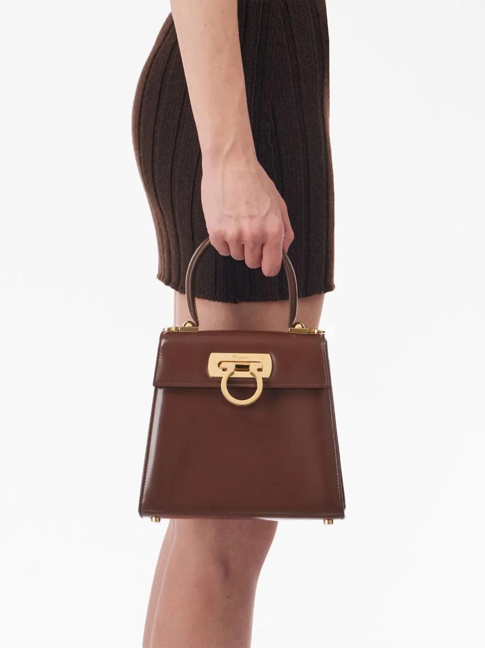 FERRAGAMO Iconic Top Handle Tote Bag In Brown Product Image