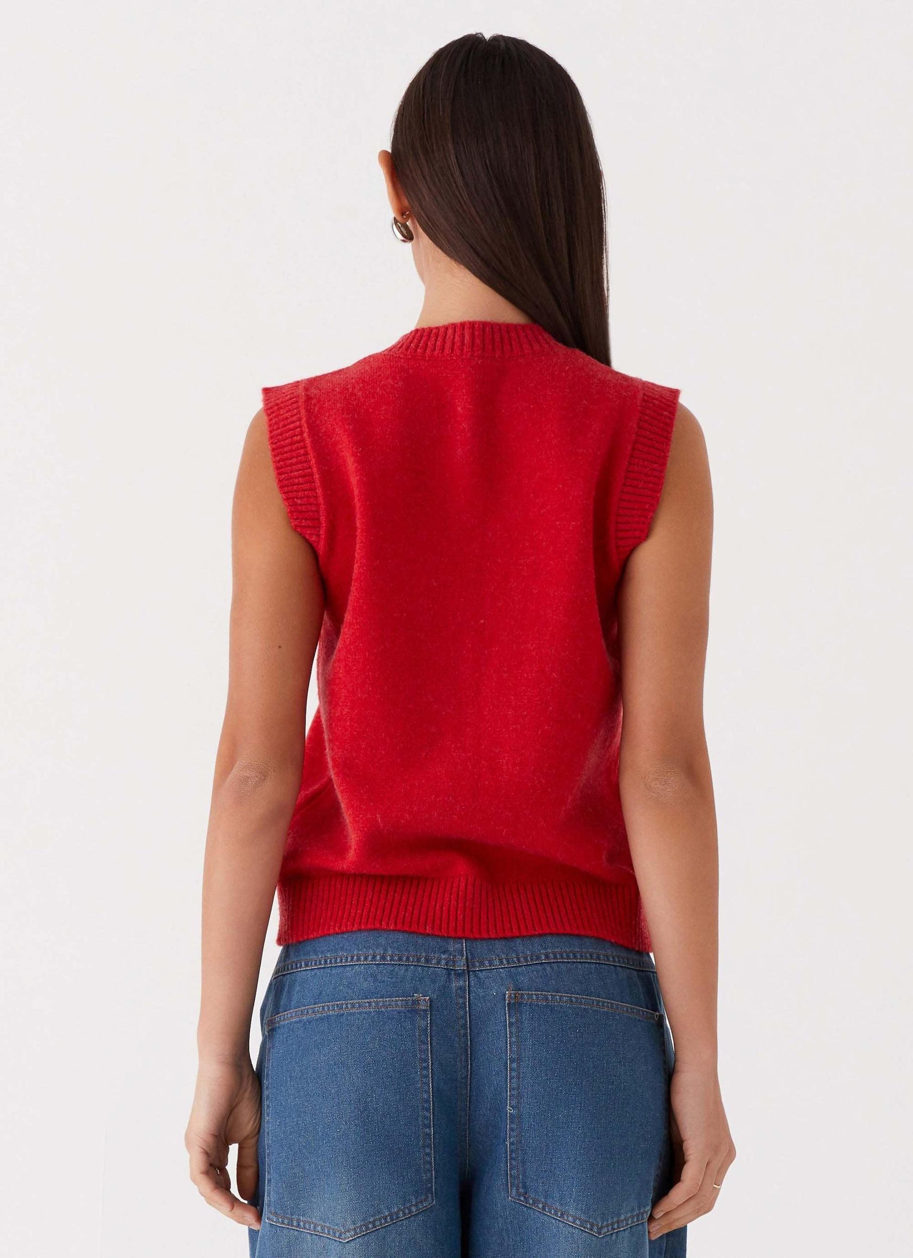 Hanson Knit Vest Top - Red Product Image