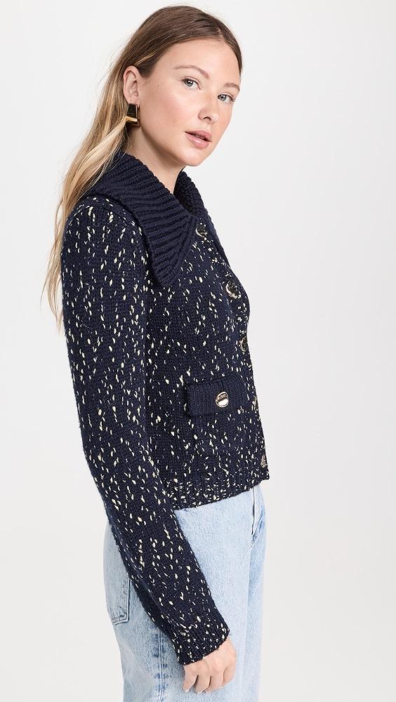 Self Portrait Navy Metallic Merino Cardigan | Shopbop Product Image