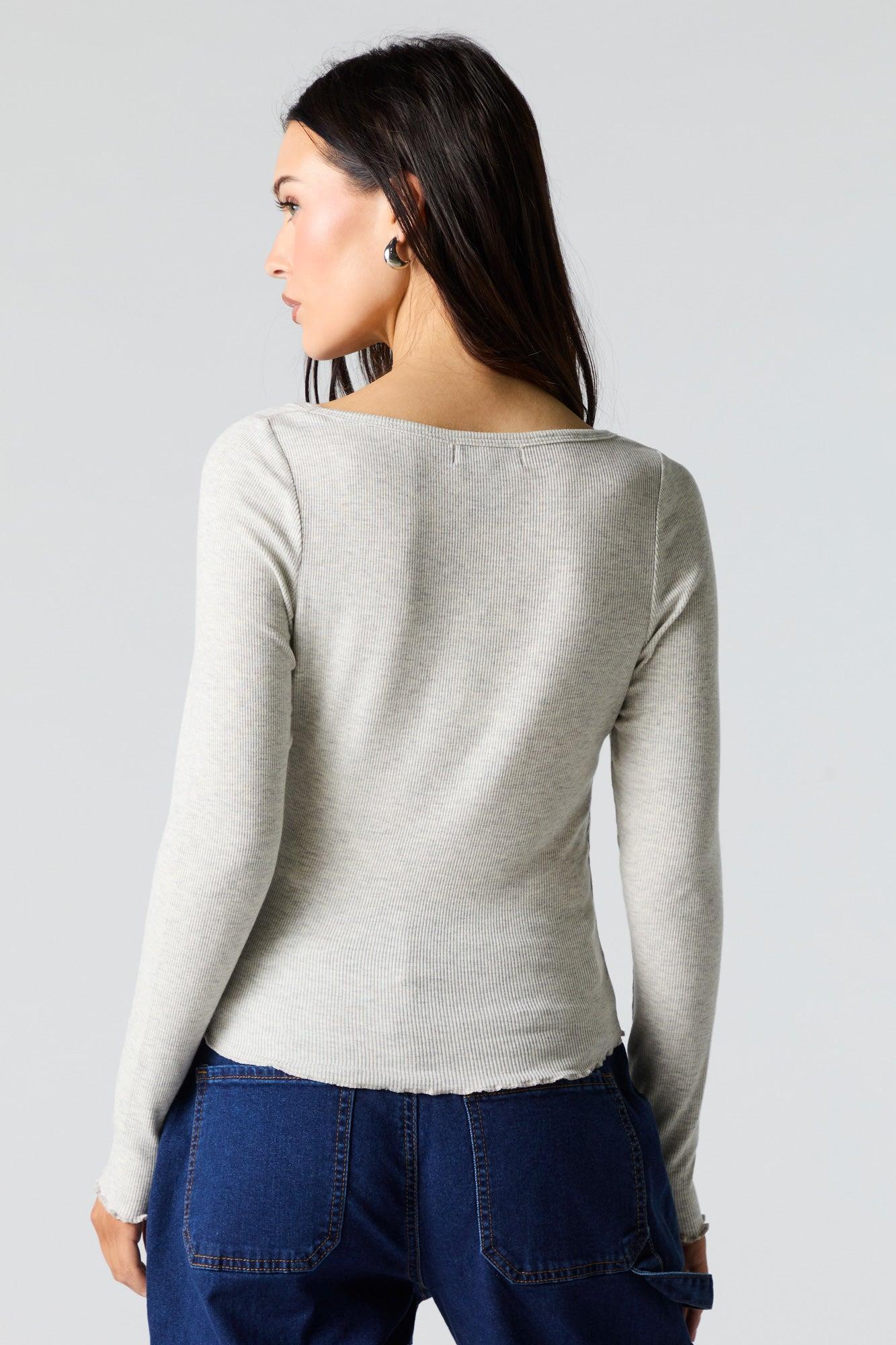 Ribbed Cinched Long Sleeve Top Female Product Image
