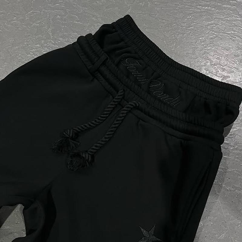 Hiphop Double Waistband Design With Star Embroidery Sweatpants Product Image