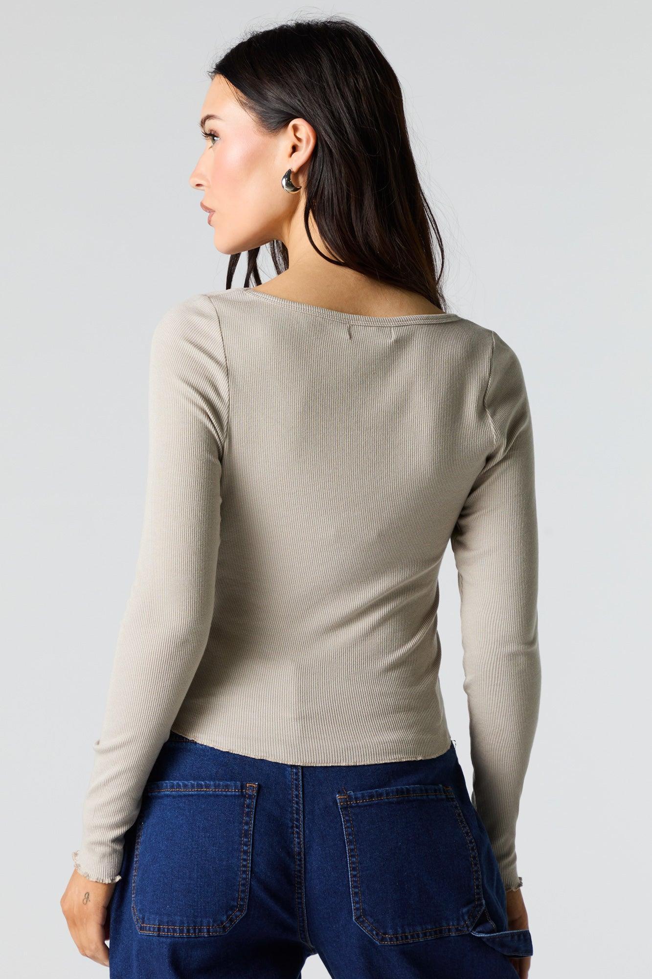 Ribbed Cinched Long Sleeve Top Female Product Image