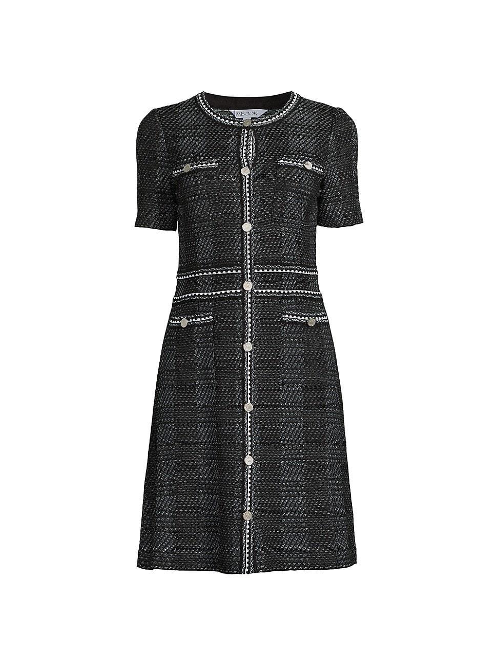 Womens Bold Plaid Tweed Knit Sheath Dress Product Image