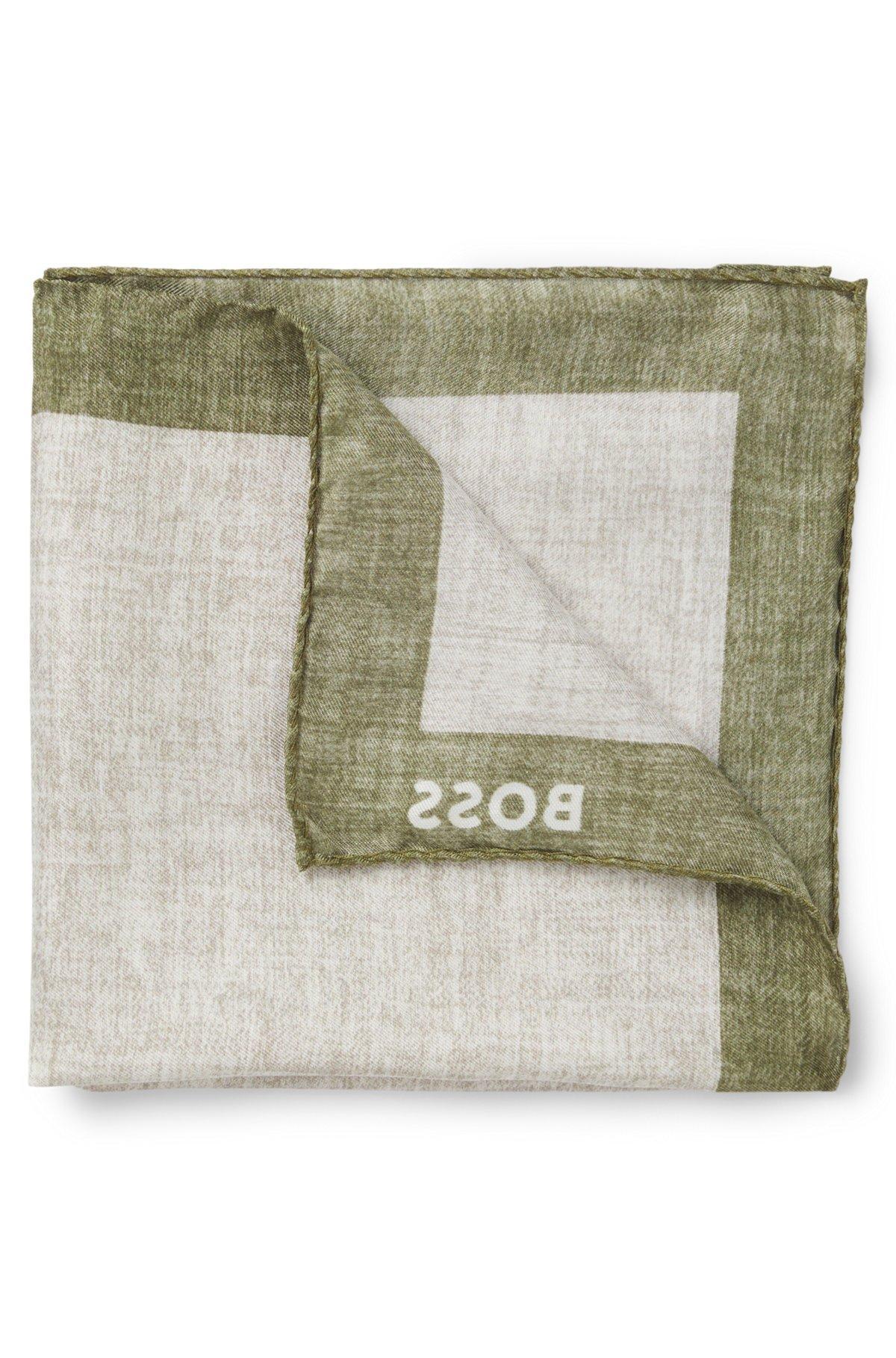 Printed pocket square with logo border Product Image