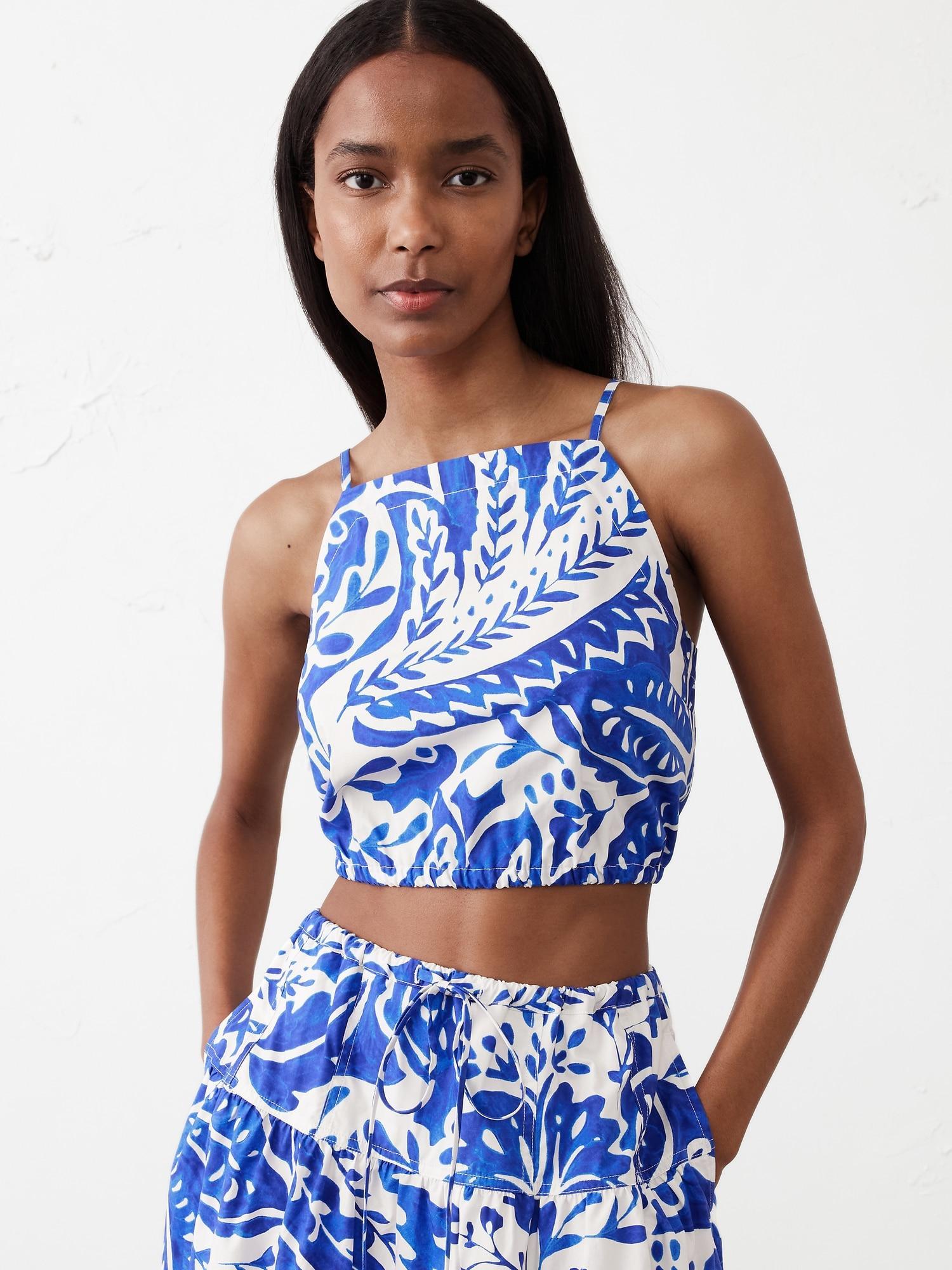 Strappy Bubble-Hem Cropped Top Product Image