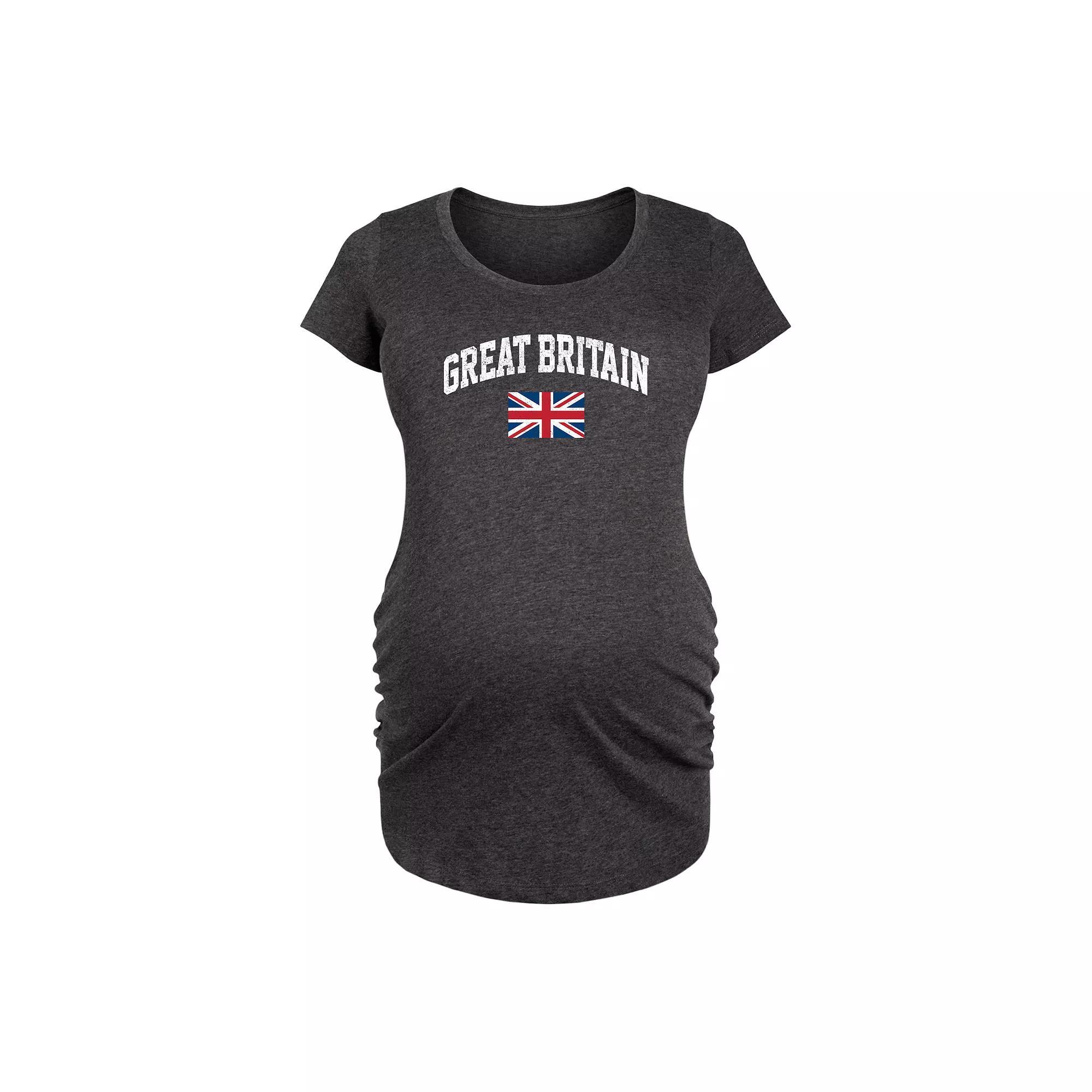 Maternity Great Britain Flag Graphic Tee, Womens Heather Grey Product Image