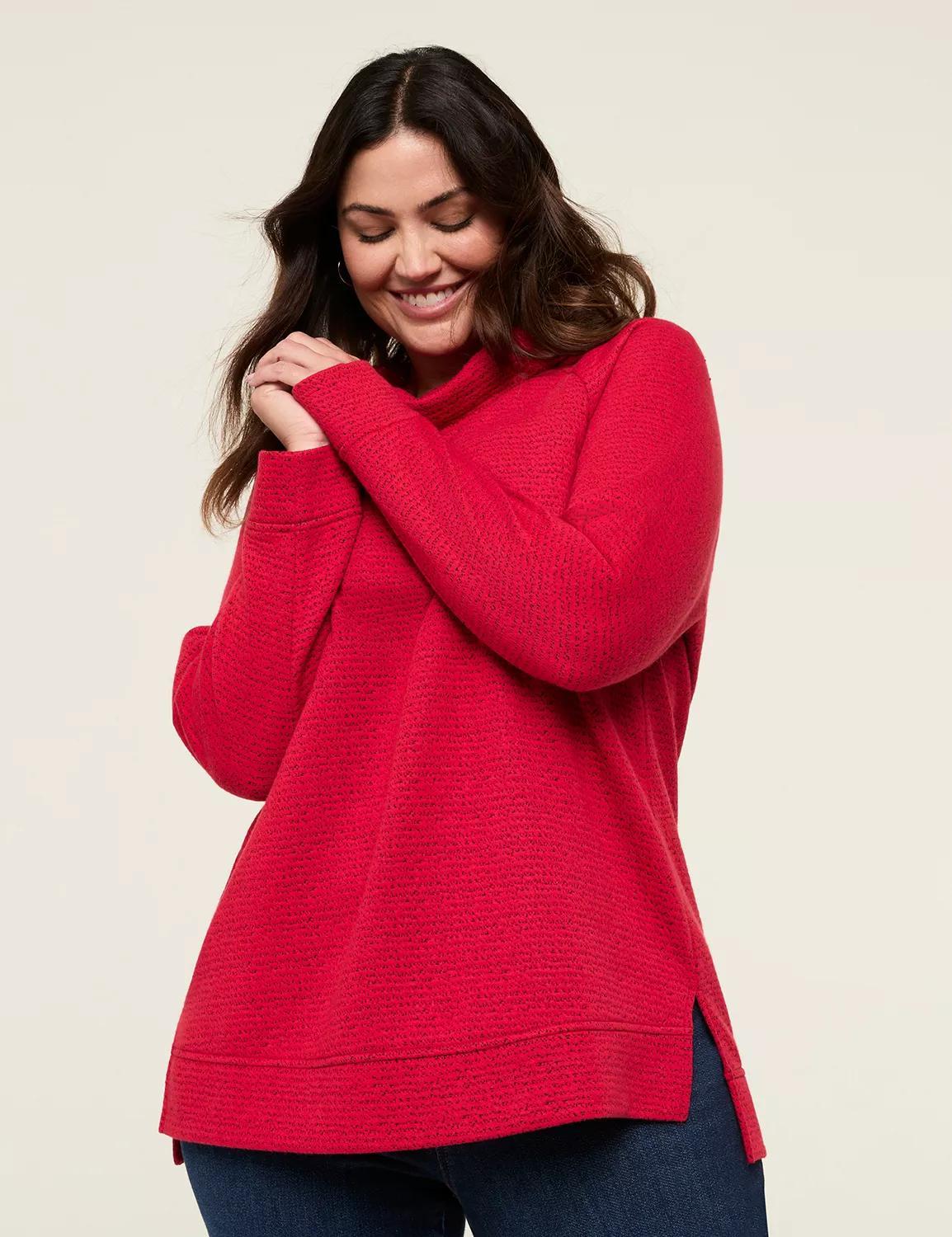 Relaxed Cowlneck Textured Pullover Top Product Image