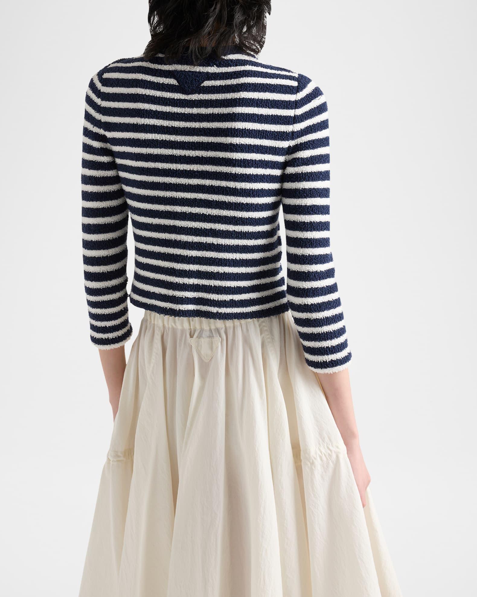 Striped Three-Quarter Sleeve Knit Cardigan Product Image