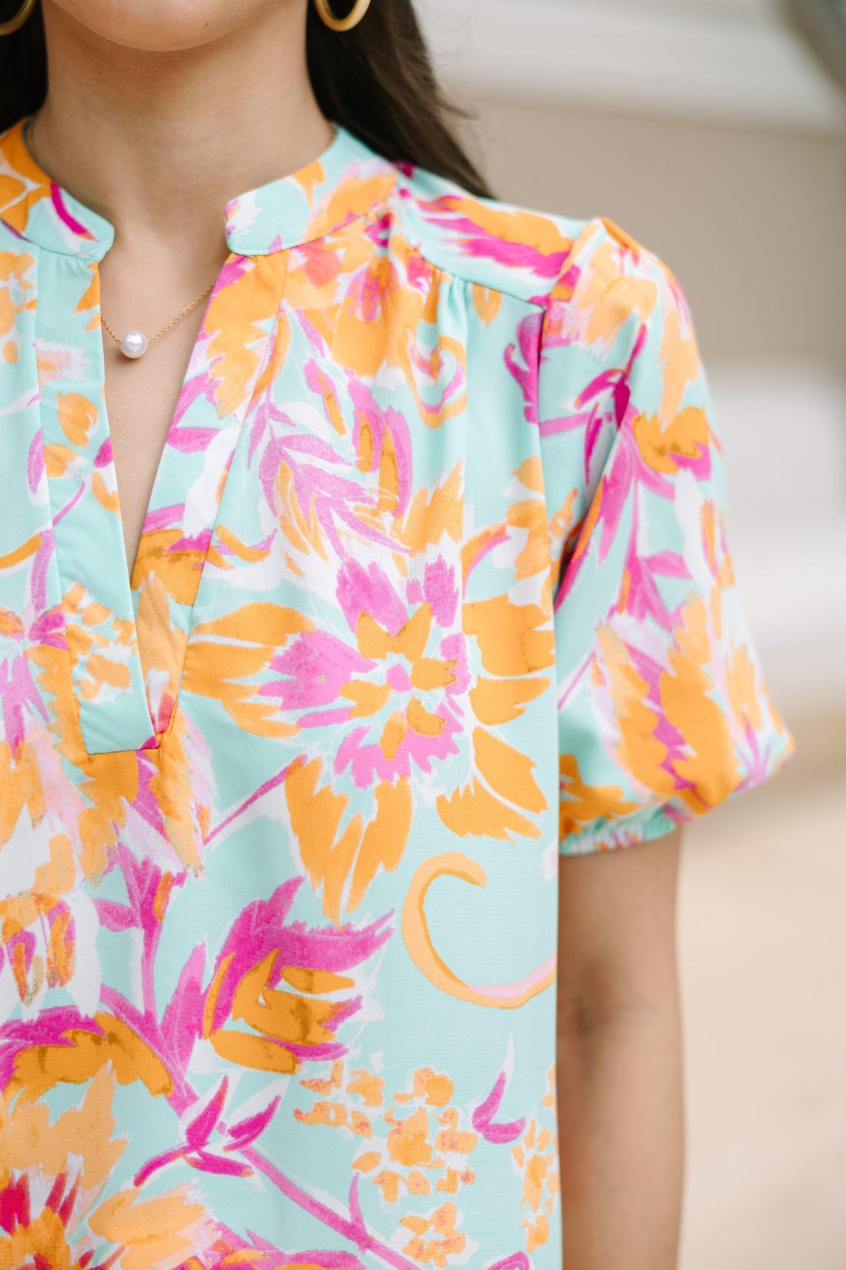 Reach Out To You Mint Green Floral Blouse Female Product Image