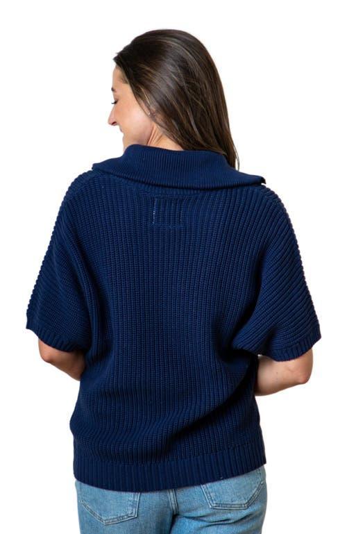 Hope & Henry Women's Organic Spread Collar Sweater in Navy Cardigan Stitch at Nordstrom, Size X-Small Product Image