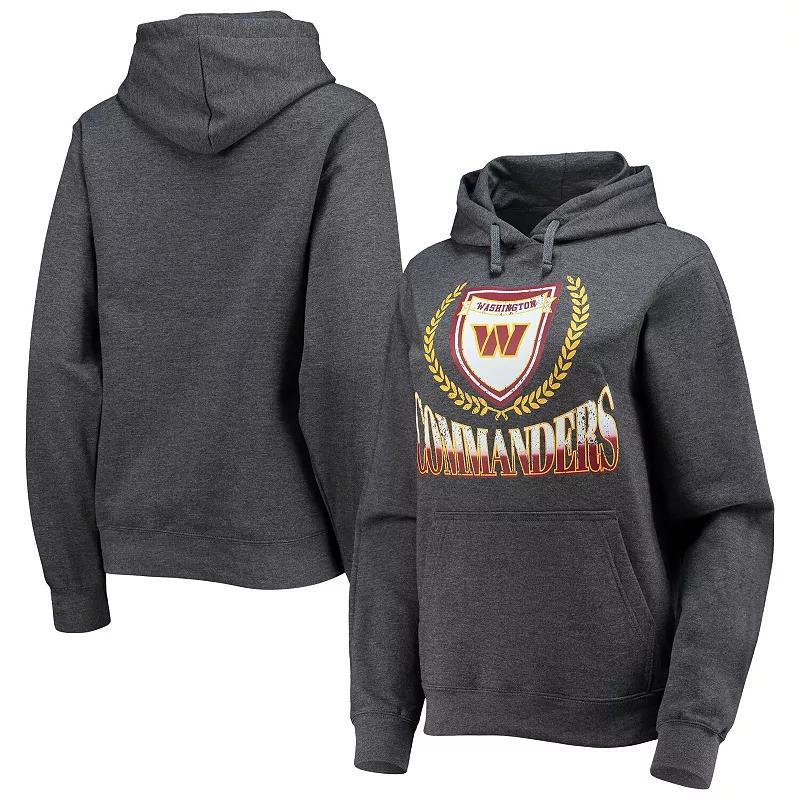 Women's WEAR by Erin Andrews Heathered Gray Washington Commanders Fleece Pullover Hoodie, Size: Medium, Wft Grey Product Image