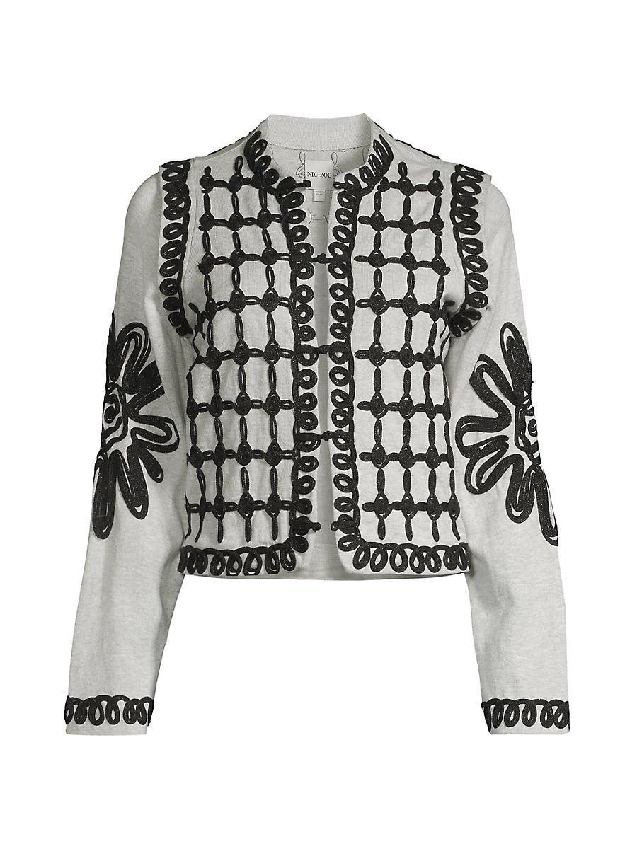 Womens Romantic Soutache Floral Knit Jacket Product Image