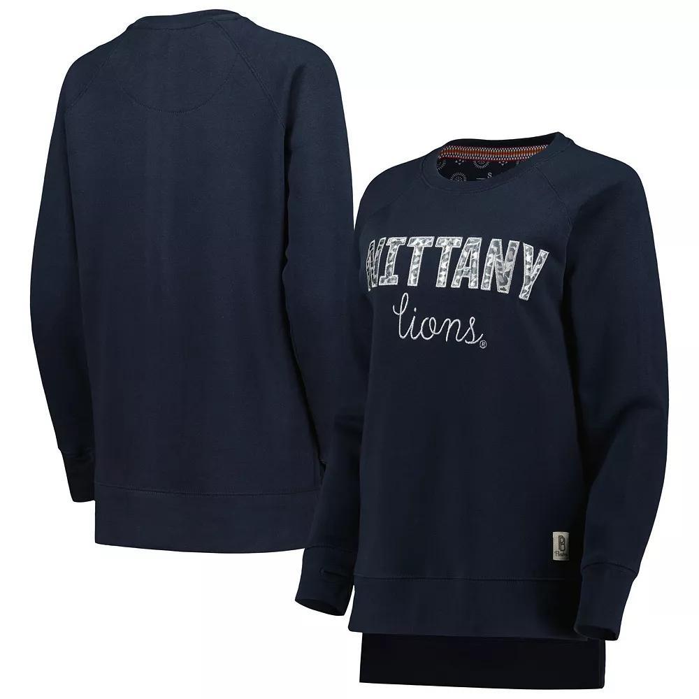 Women's Pressbox Navy Penn State Nittany Lions Steamboat Animal Print Raglan Pullover Sweatshirt, Size: Medium, Blue Product Image