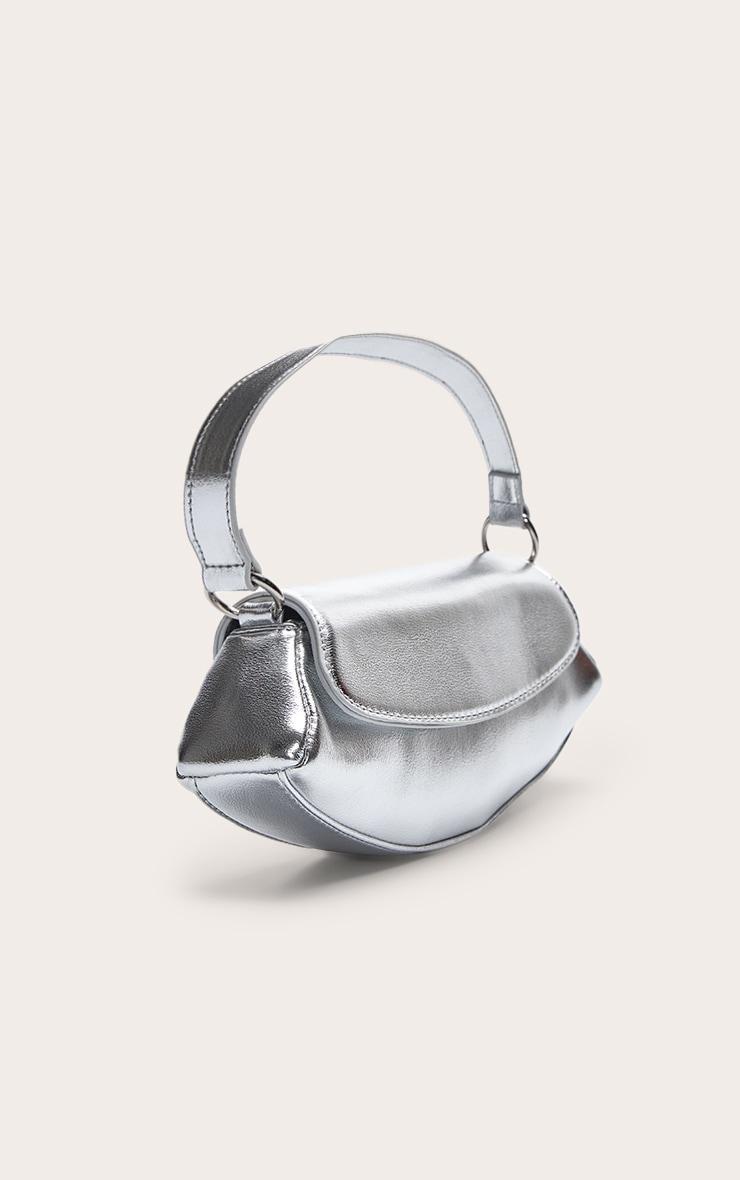 Silver Crinkle Pu Slim Curved Shoulder Bag Product Image