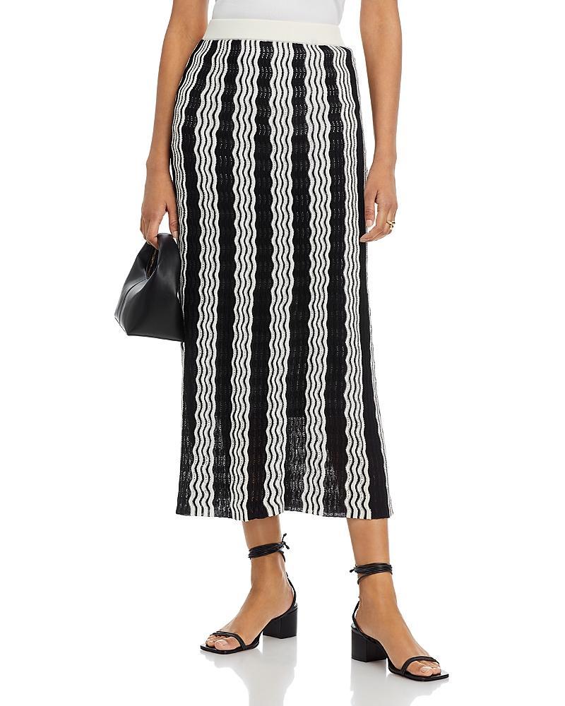 Womens Pointelle Intarsia Knit Midi-Skirt Product Image