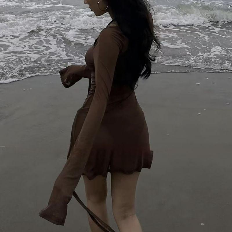 Set: Plain Bikini + Cover Up Dress Product Image