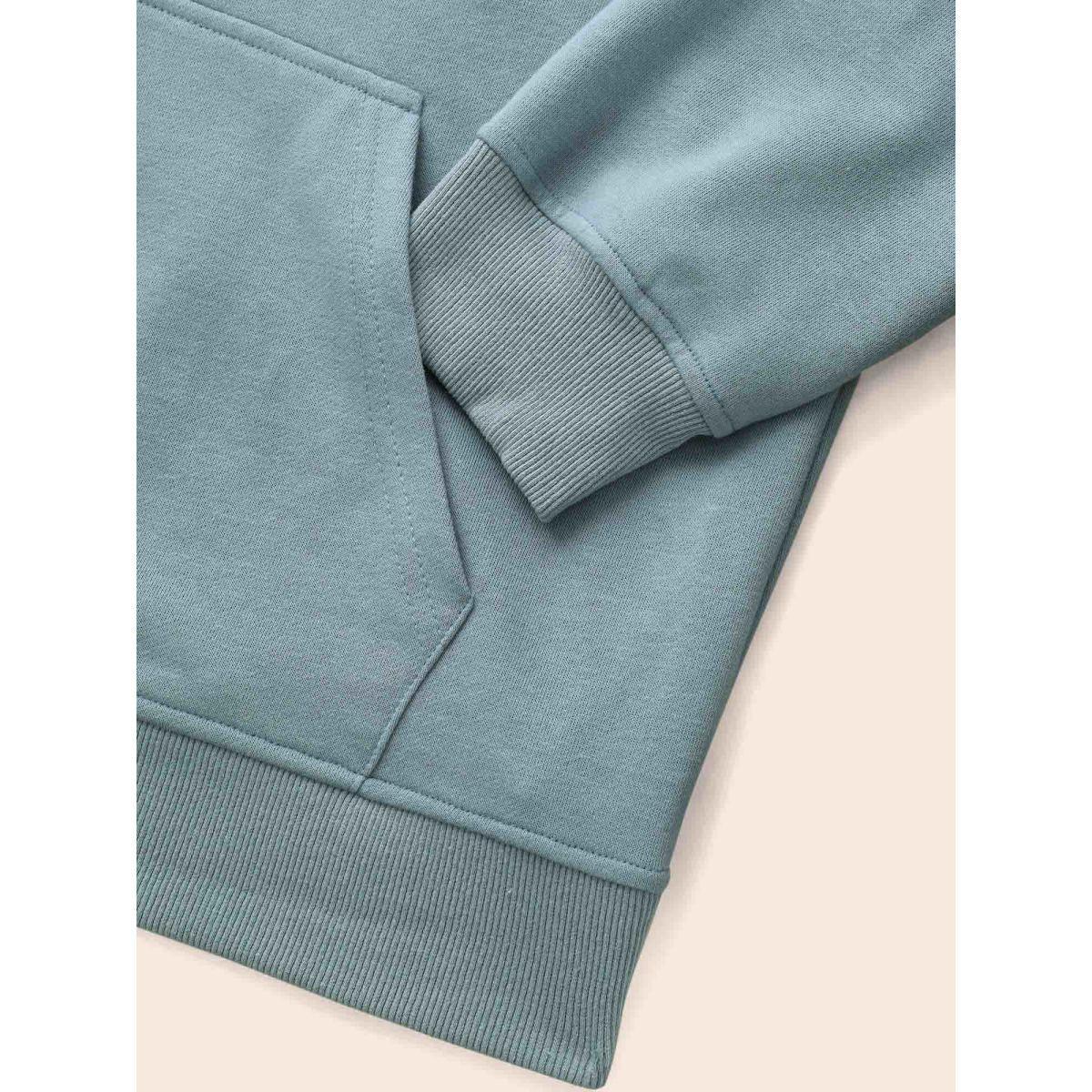Plus Size Textured Half Zip Patchwork Sweatshirt Women Stone Casual Patchwork Polo Everyday Sweatshirts BloomChic 30/6X Product Image