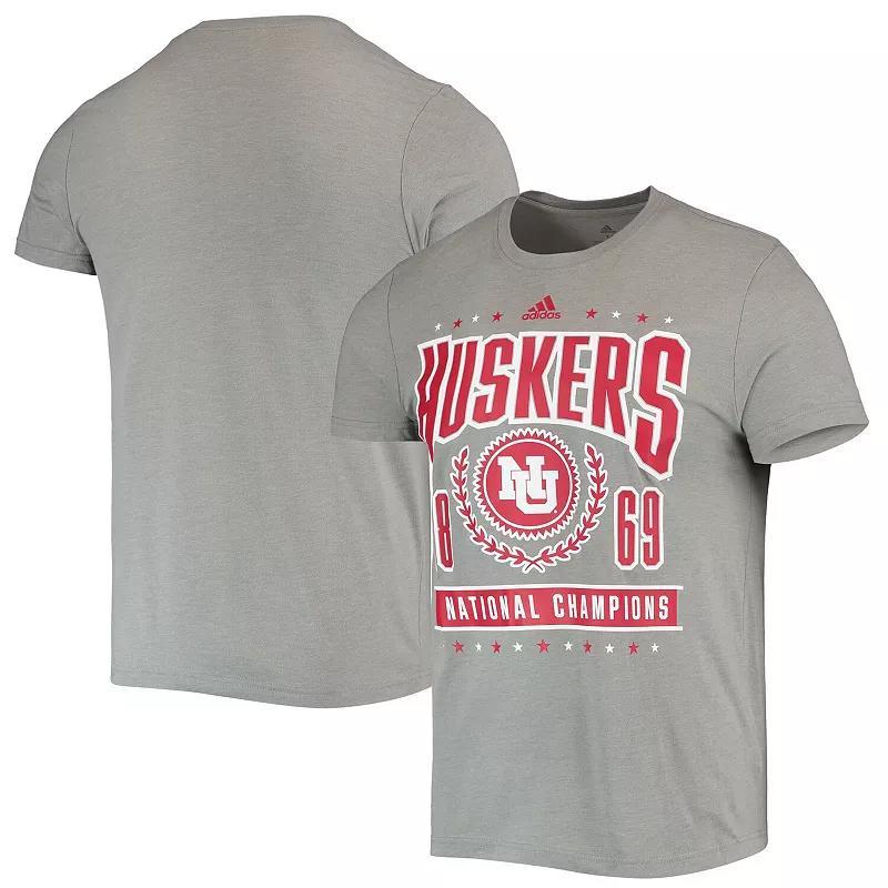 Mens adidas Heathered Gray Nebraska Huskers Reminisce Tri-Blend T-Shirt Product Image