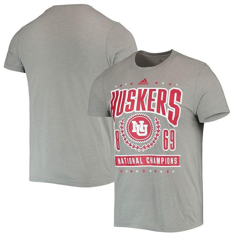 Mens adidas Heathered Gray Nebraska Huskers Reminisce Tri-Blend T-Shirt Product Image