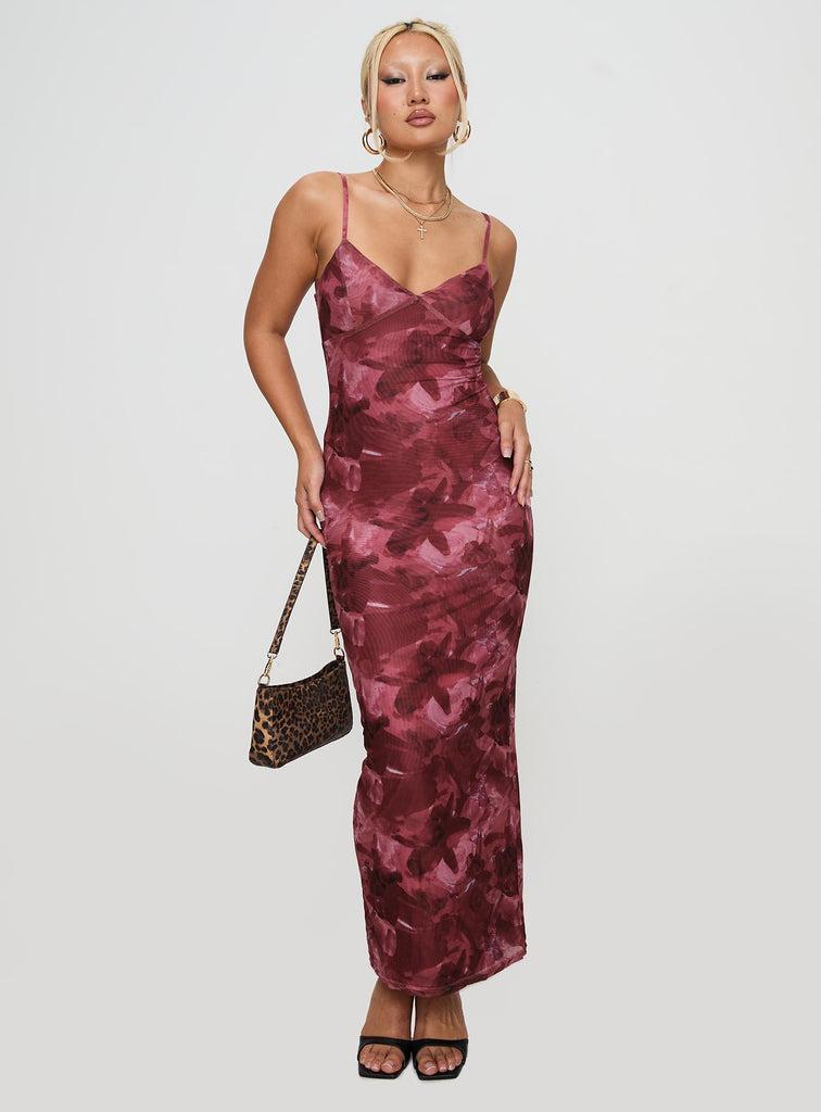Hathaway Maxi Dress Burgundy Floral Product Image