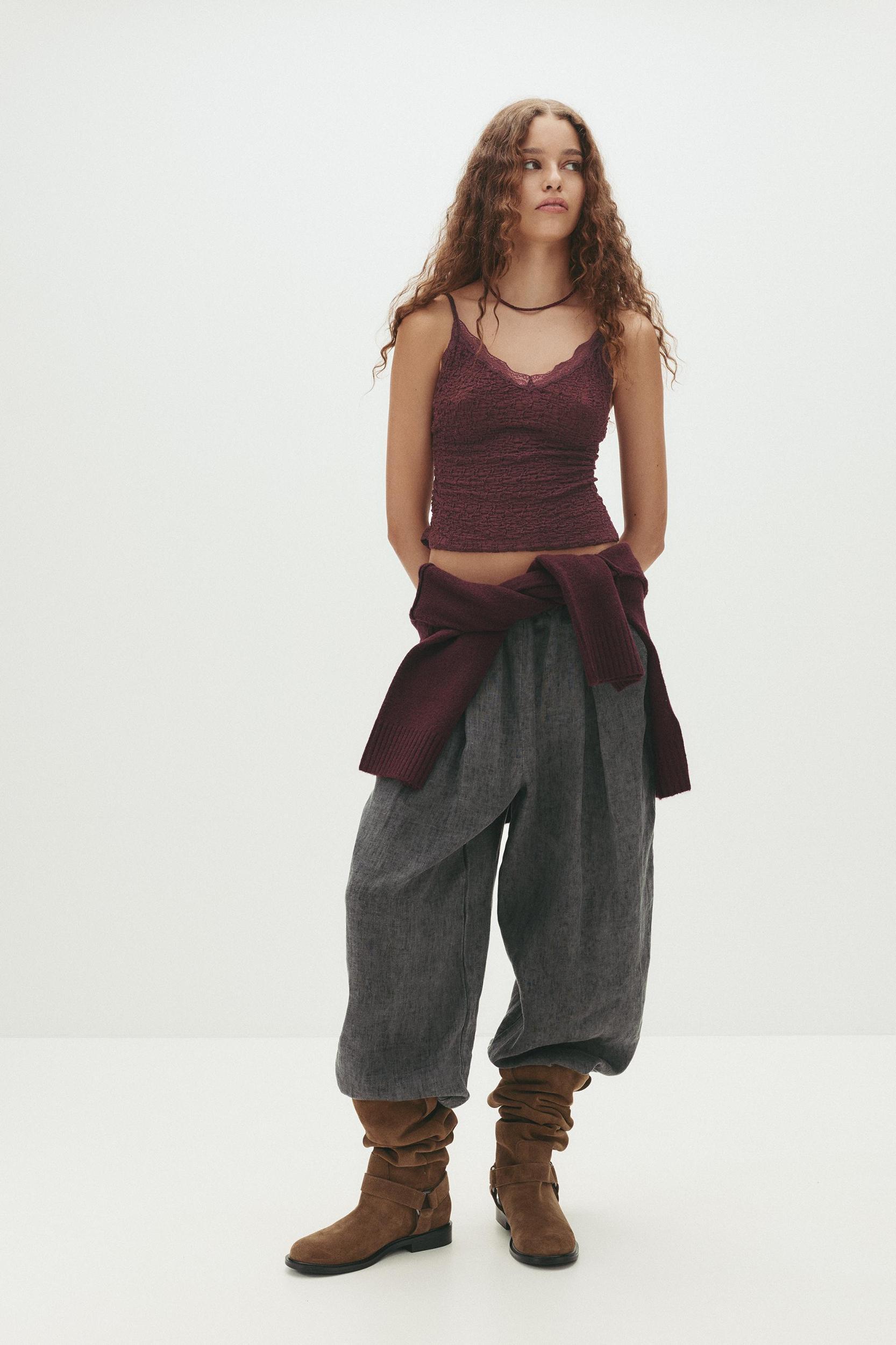 Strappy top with lace trim Product Image