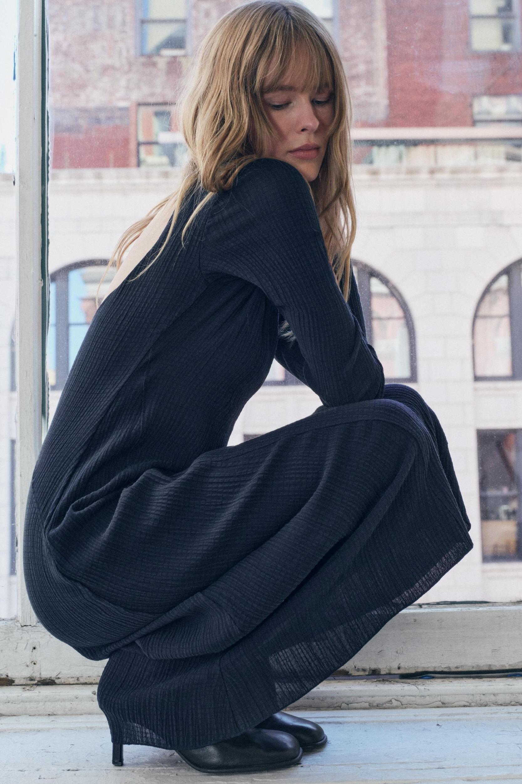 TEXTURED MIDI DRESS Product Image