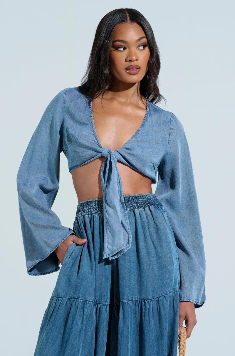 PERFECT AS CAN BE TIE FRONT BLOUSE Product Image