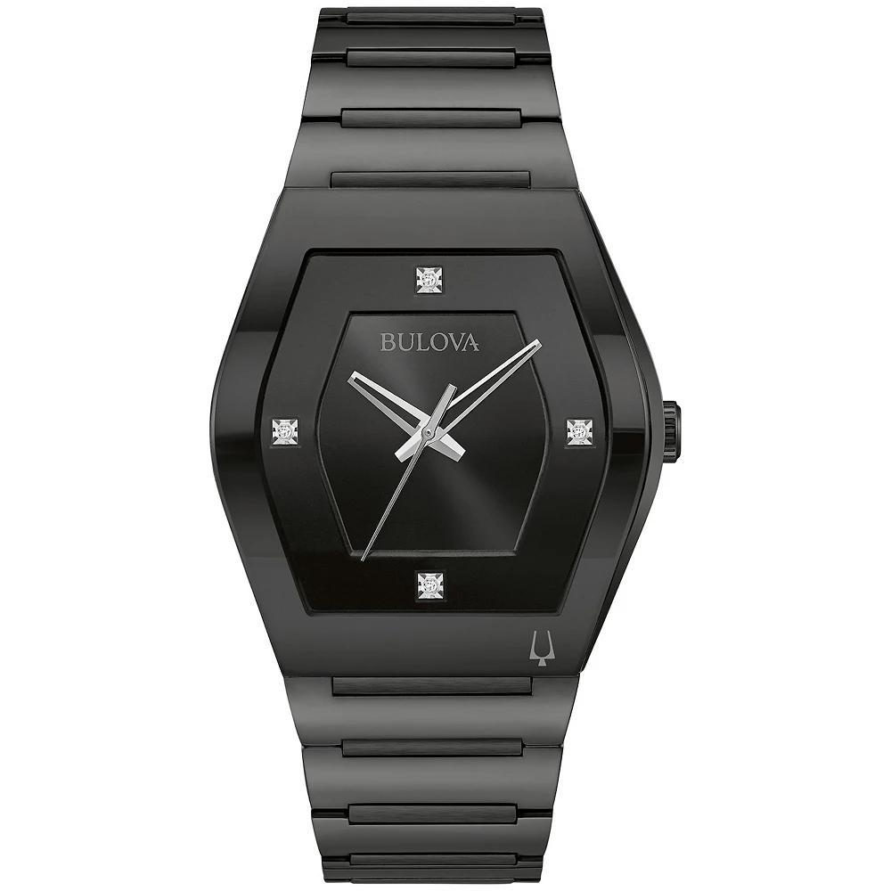 Bulova Mens Modern Gemini Black Stainless Steel Diamond Accent Bracelet Watch - 98D177 Product Image