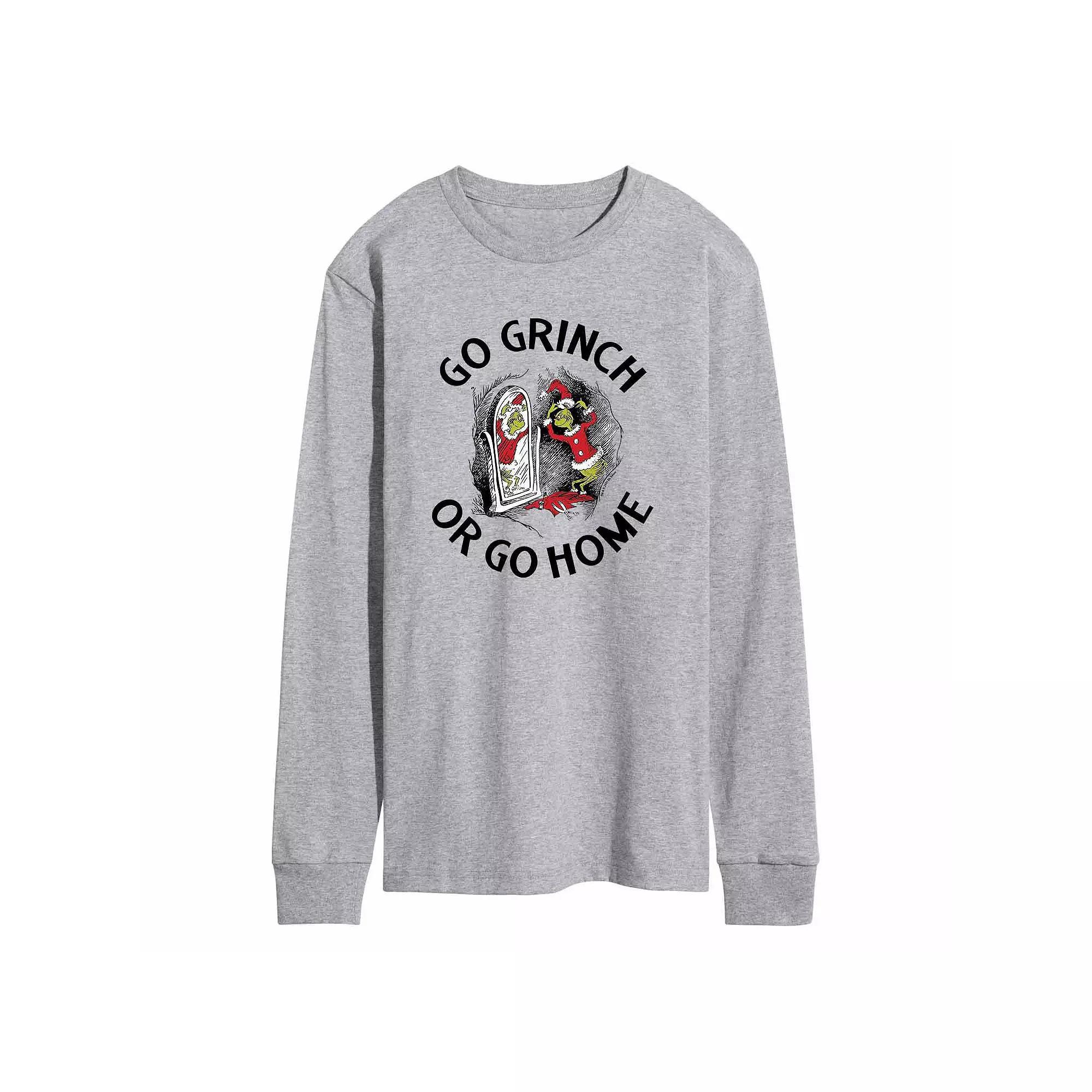 Men's Dr. Seuss The Grinch "Go Grinch Or Go Home" Tee, Size: XL, Gray Product Image