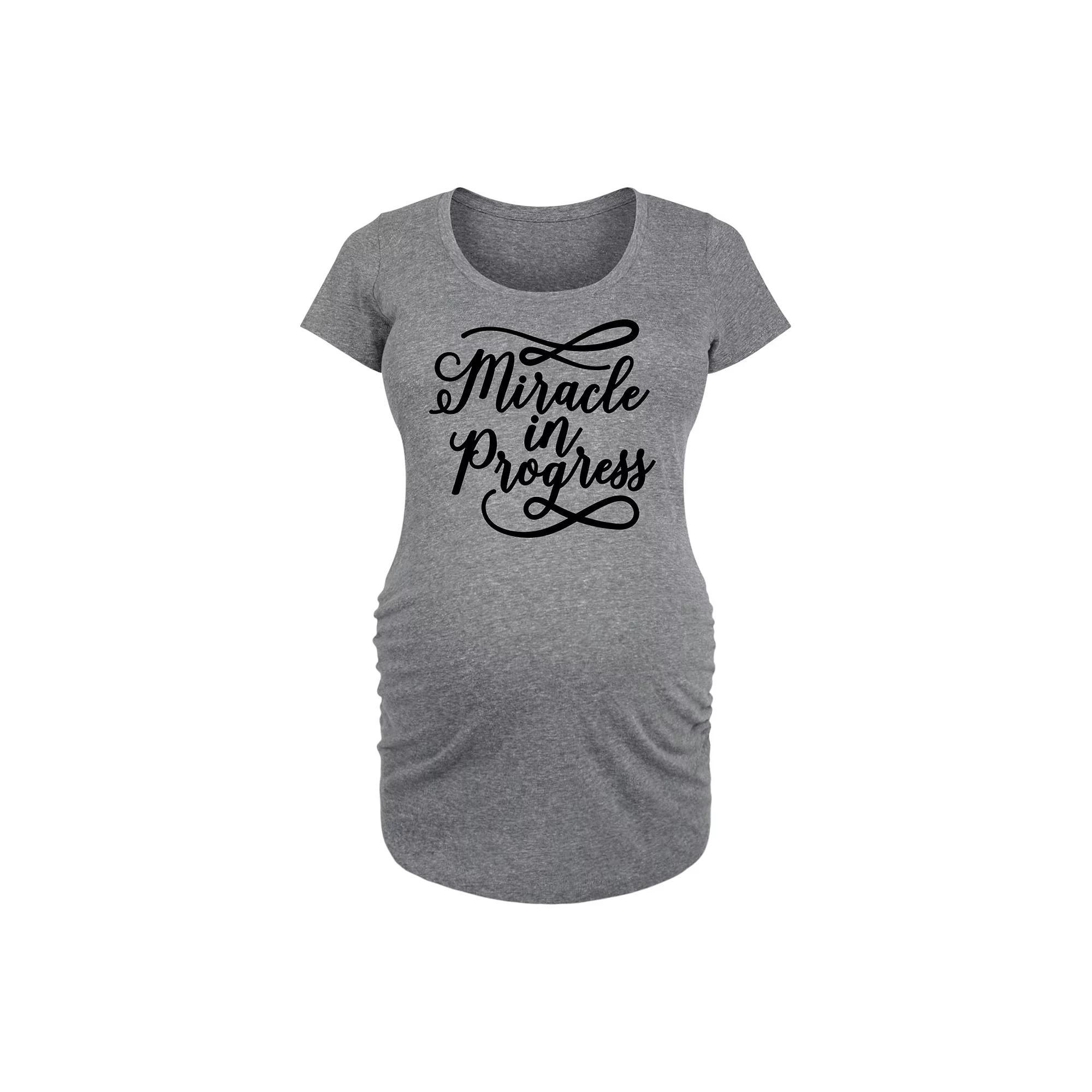 Maternity Miracle In Progress Graphic Tee, Womens Grey Gray Product Image