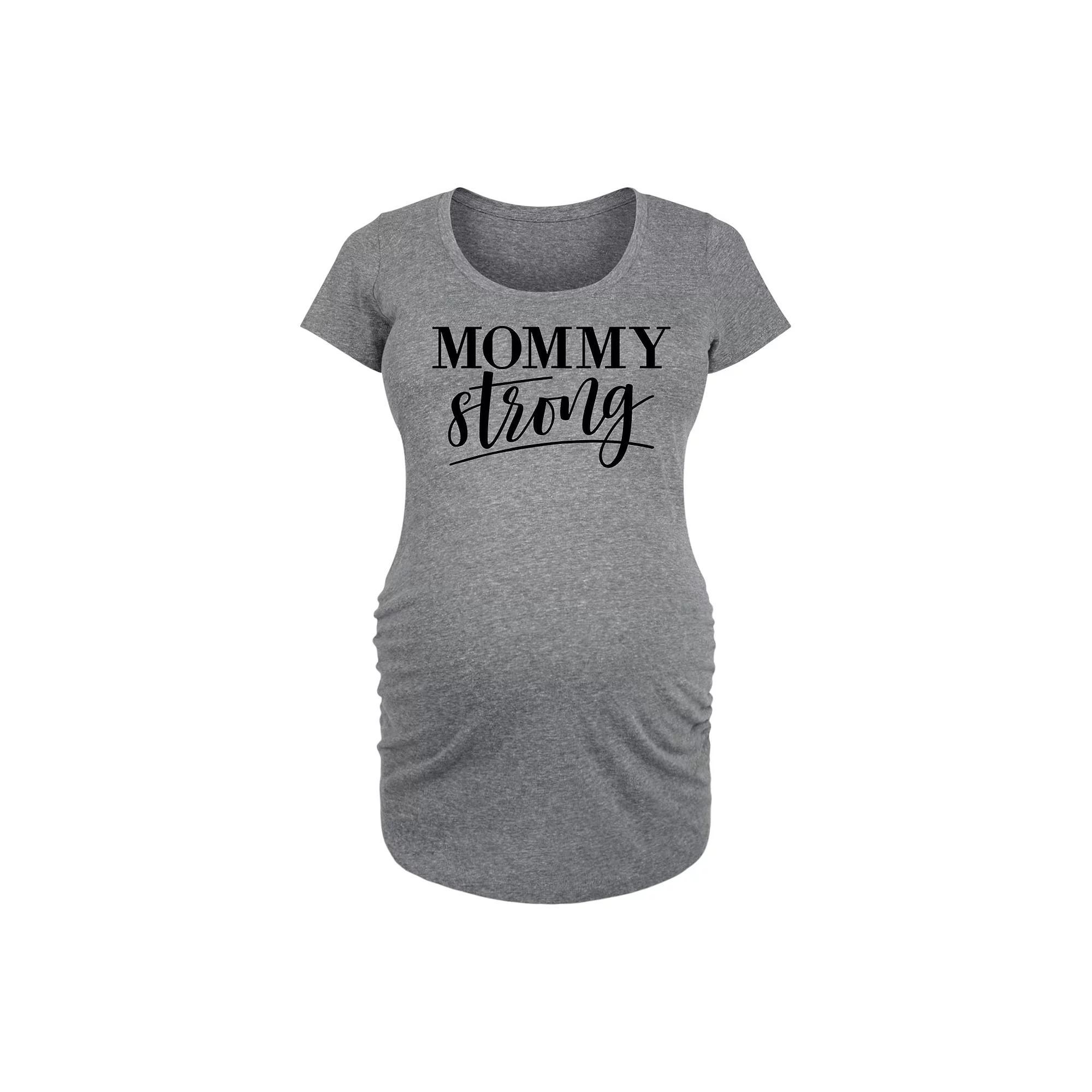 Maternity Mommy Strong Graphic Tee, Womens Grey Dark Red Product Image