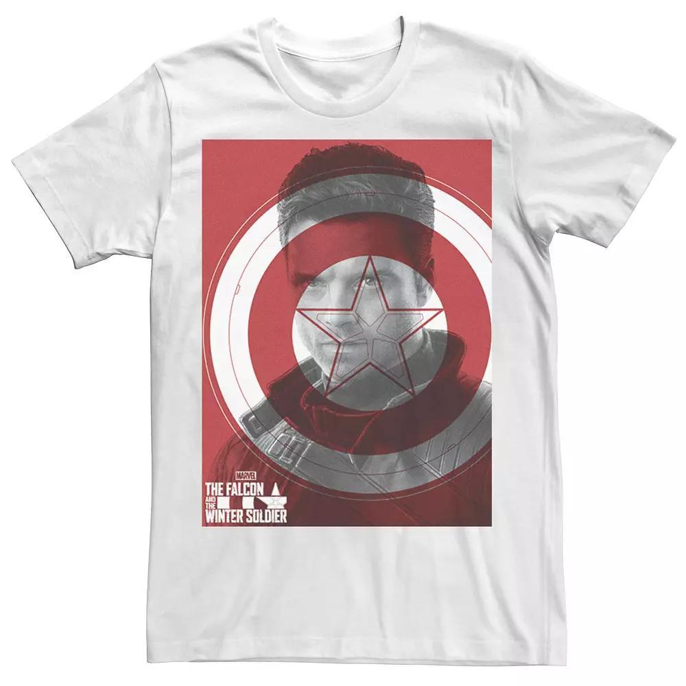 Men's Marvel The Falcon And The Winter Soldier Bucky Shield Poster Tee, Size: XS, White Product Image