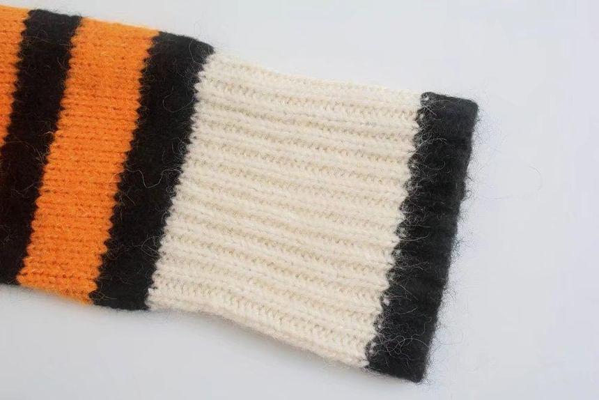 Mock Neck Striped Sweater Product Image