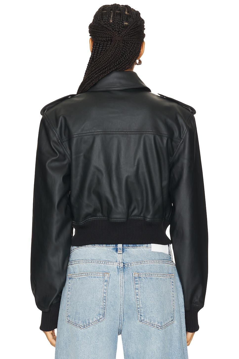 Lovers and Friends Dylan Faux Leather Bomber Jacket in Black Product Image