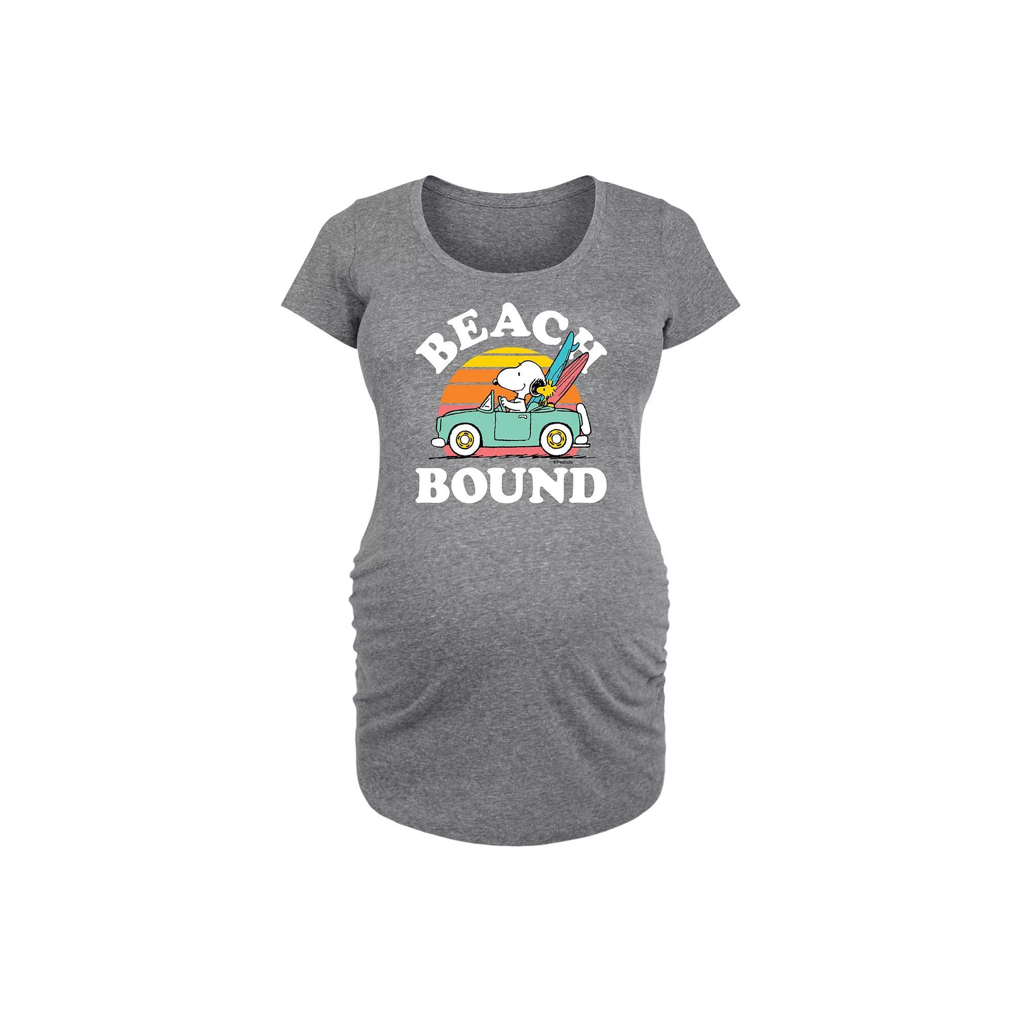 Maternity Peanuts Snoopy & Woodstock Beach Bound Graphic Tee, Women's, Size: XL-Mat, Grey Gray Product Image