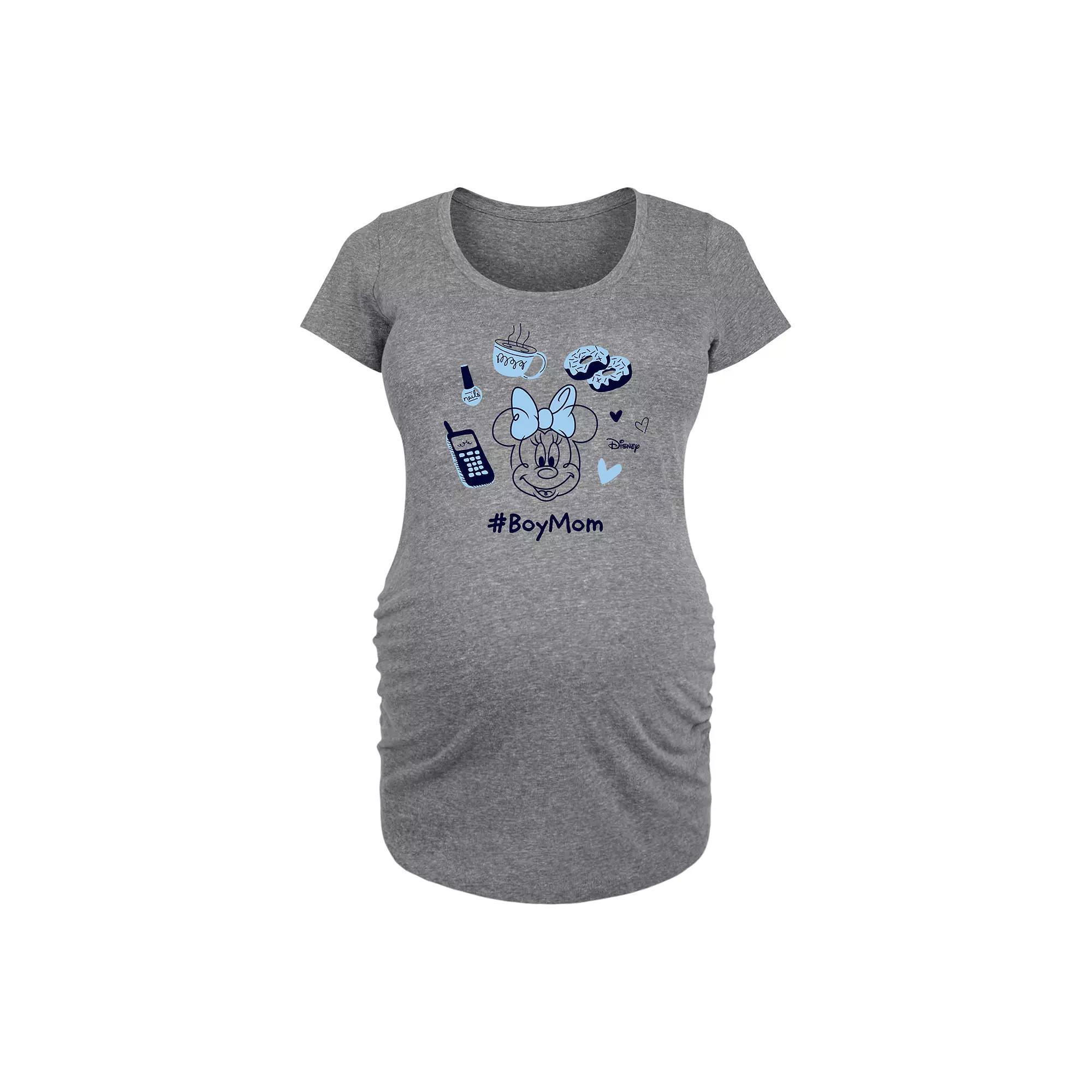 Disneys Minnie Mouse Maternity Girl Mom Graphic Tee, Womens Grey Gray Product Image