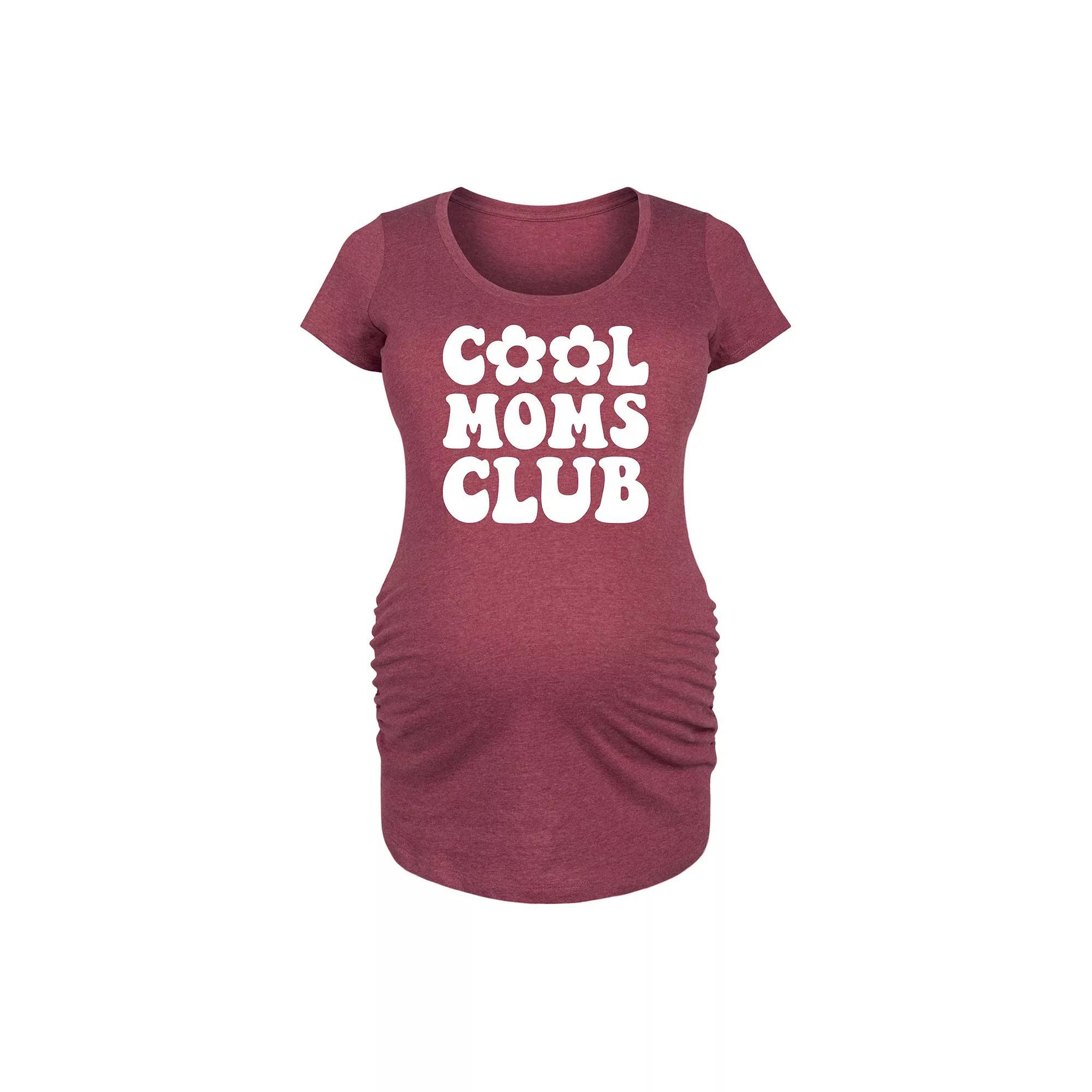 Maternity Cool Moms Club Graphic Tee, Womens Grey Dark Red Product Image