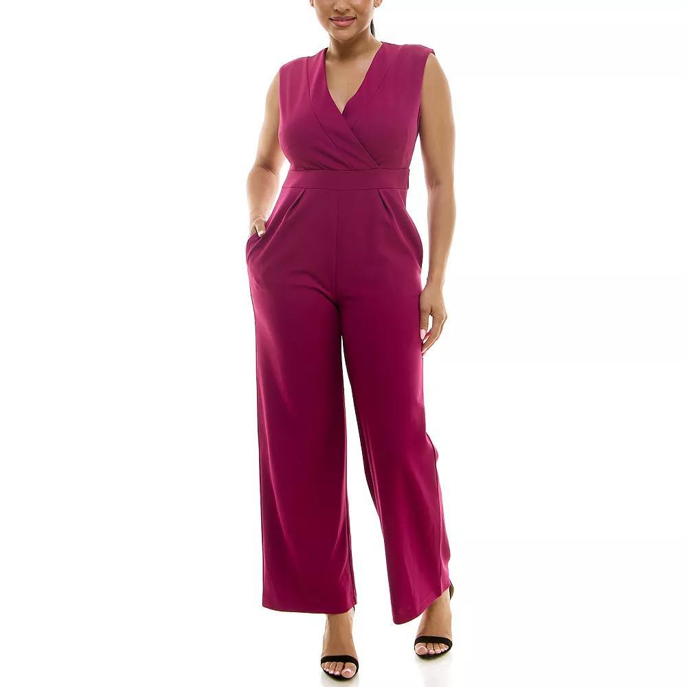 Women's Nina Leonard Surplice Jumpsuit, Size: Small, Blue Product Image