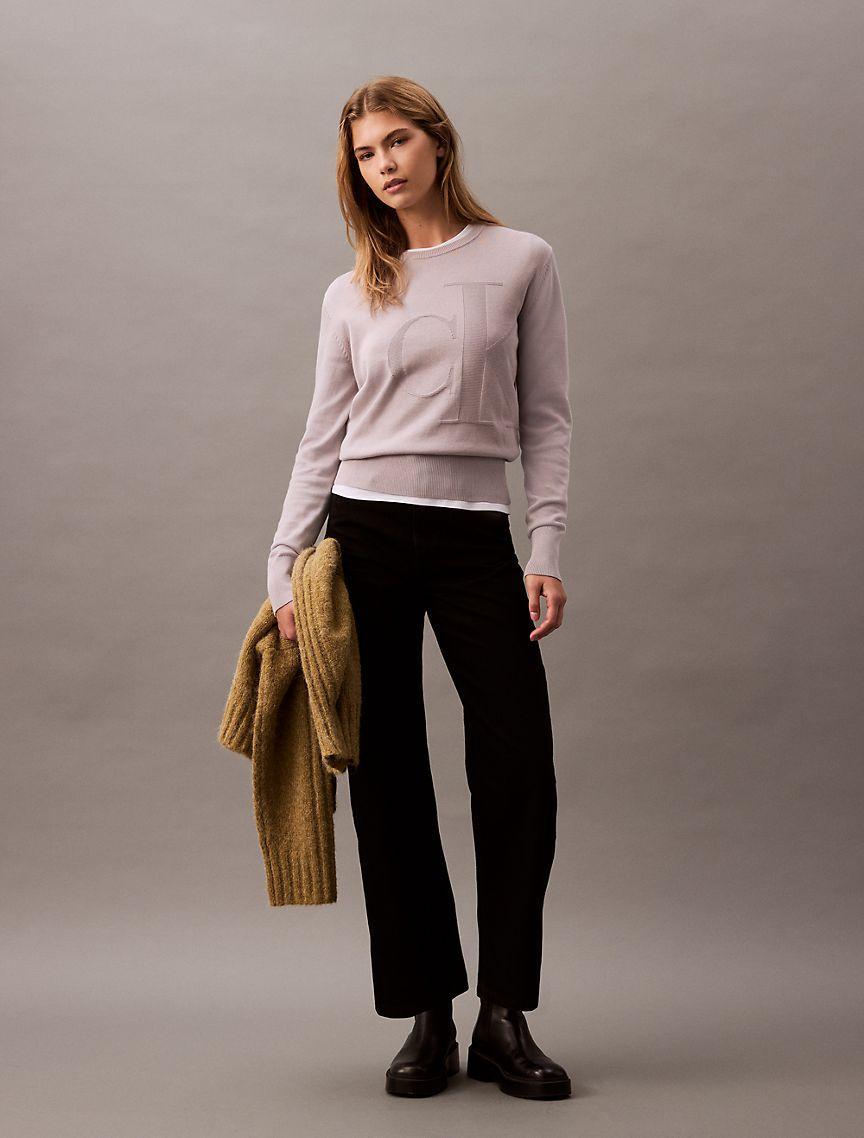 Smooth Cotton Relaxed Monogram Logo Sweater Product Image