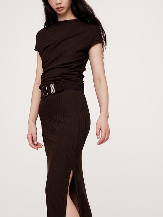 Wide Ribbed Knit Maxi Skirt Product Image