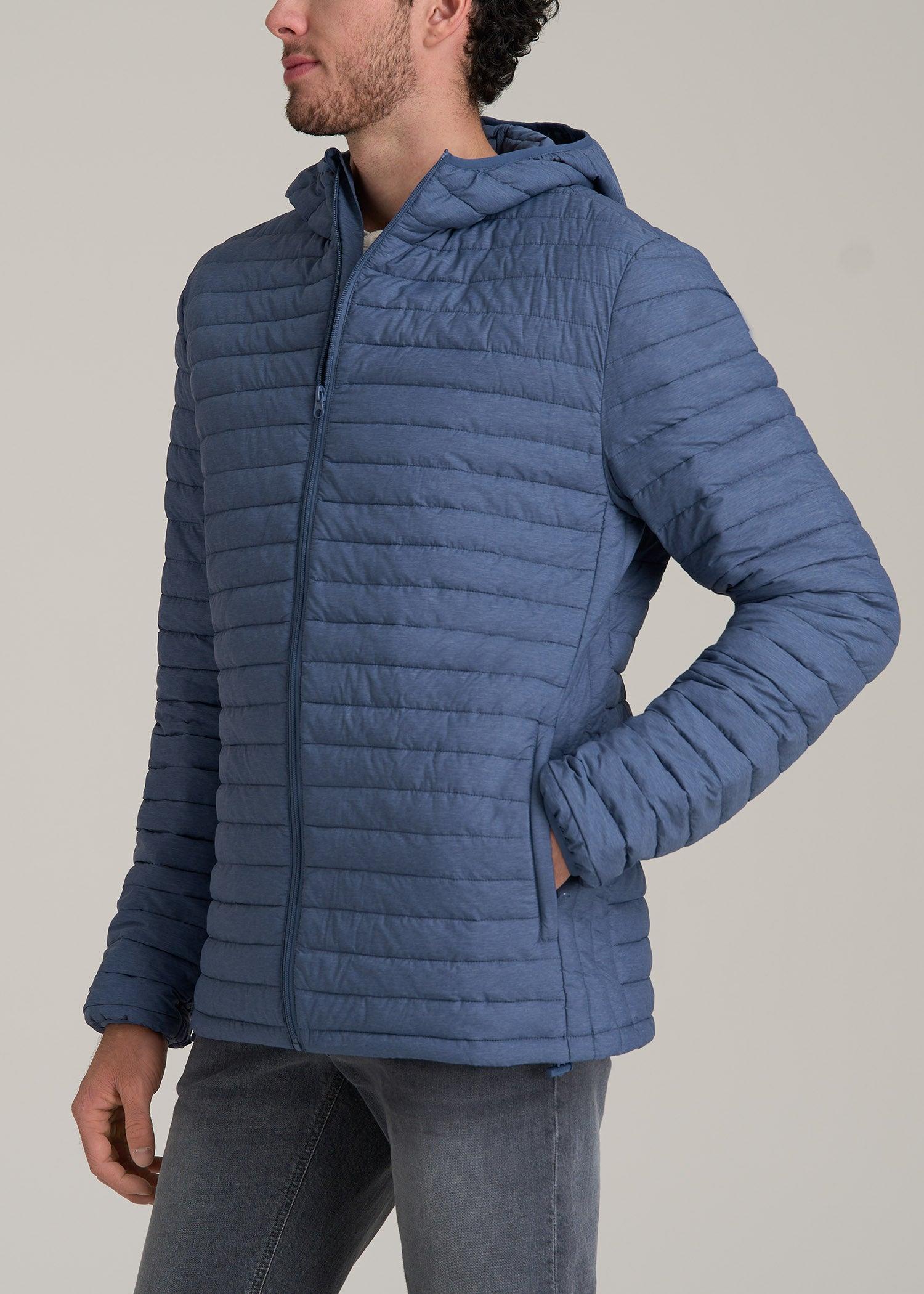 Tall Men's Packable Puffer Jacket in Steel Blue Product Image