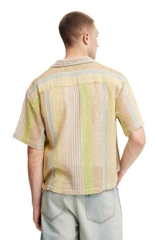 Cotton On Men's Box Fit Short Sleeve Shirt in Yellow Multi Stripe at Nordstrom, Size Medium Product Image