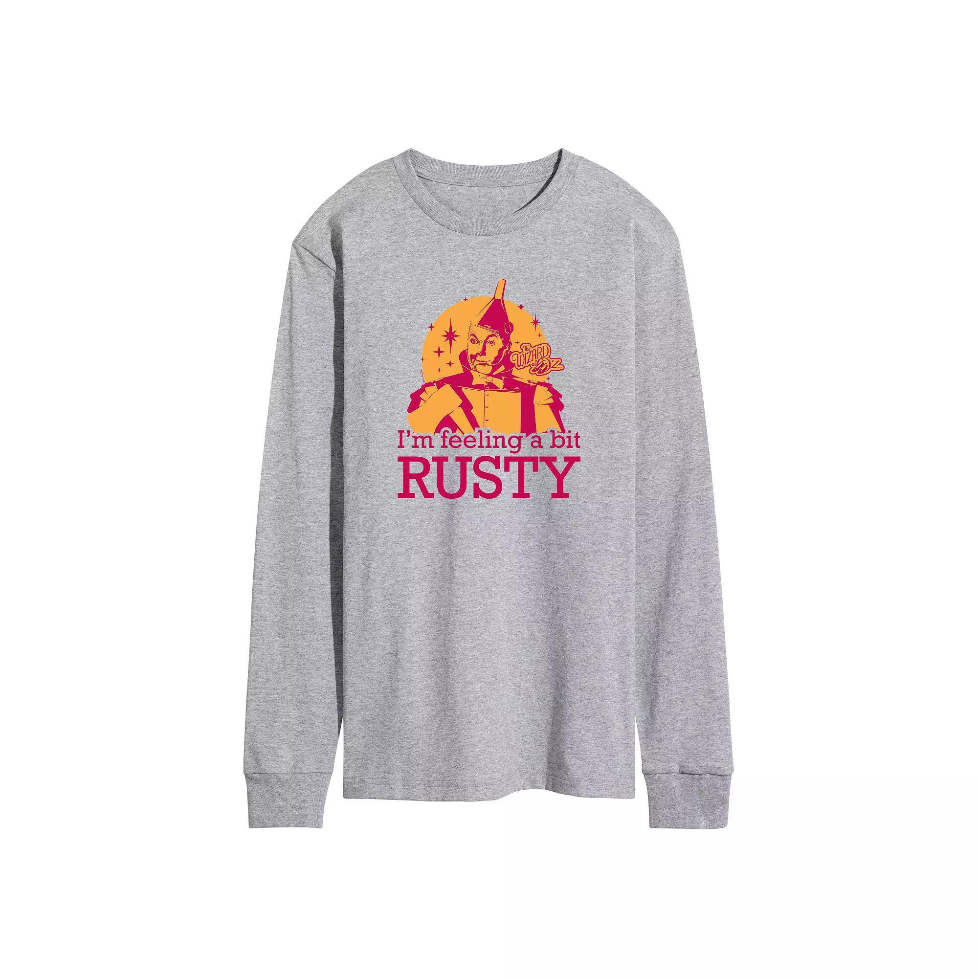 Mens Wizard of Oz A Bit Rusty Long Sleeve Graphic Tee Grey Gray Product Image