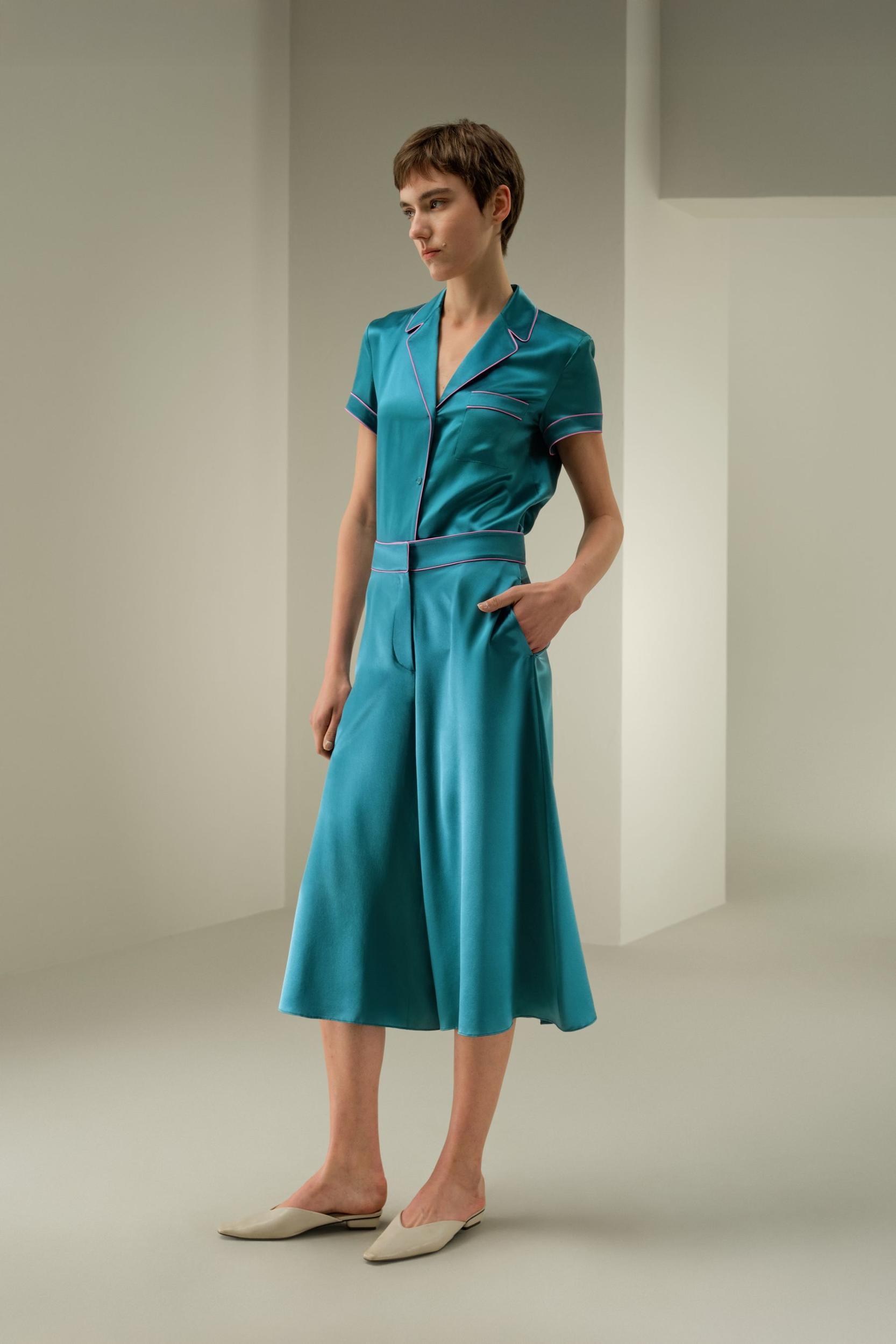 Contrast-Trimmed Silk Culottes Product Image