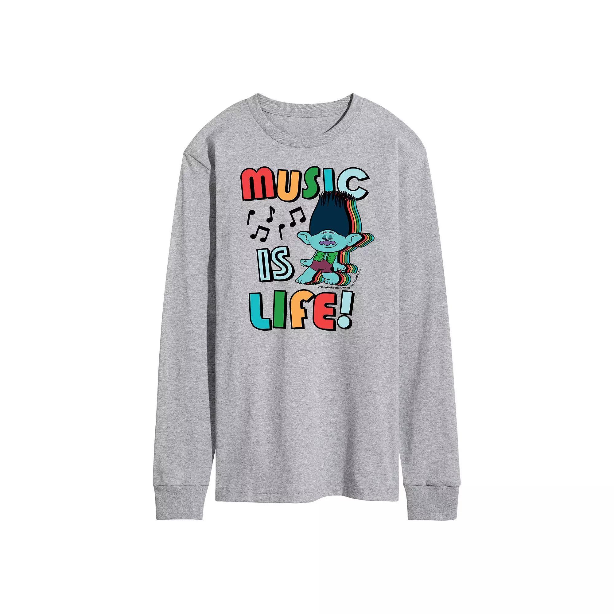 Mens Trolls Music Is Life Long Sleeve Tee Product Image