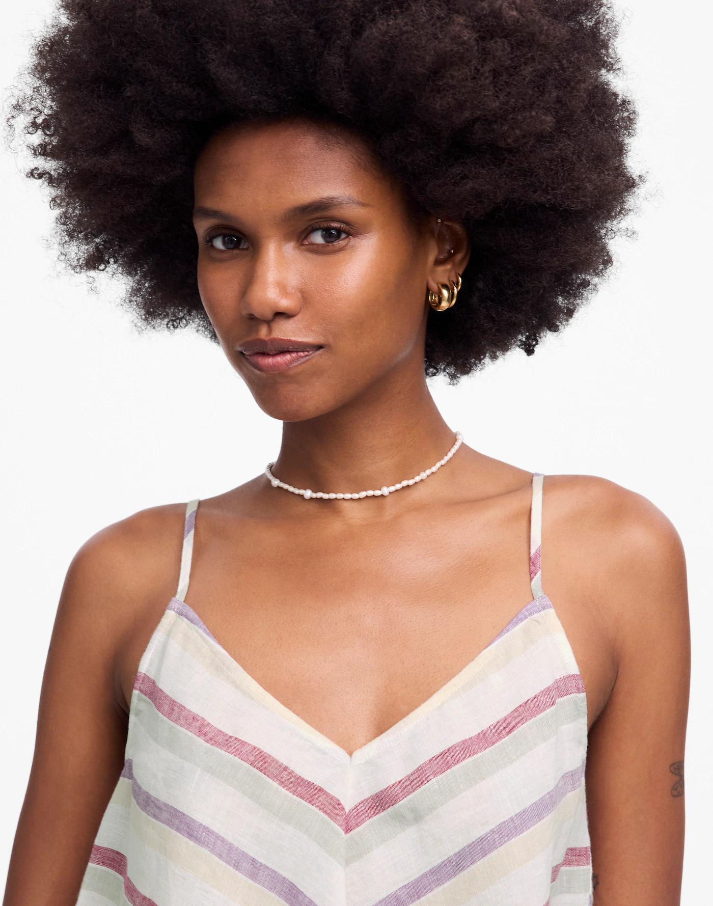Linen V-Neck Tank in Stripe Product Image